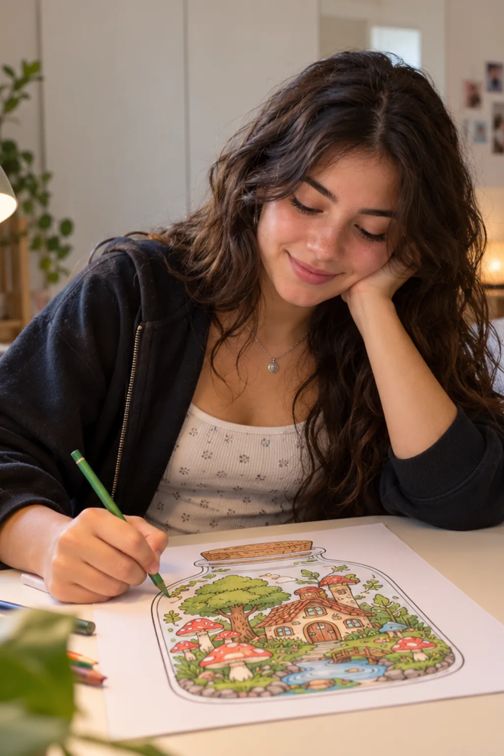 desenhos do livro Life Inside Jar da Coco Wyo para colorir — exemplo criado na Desenhos pra Colorir