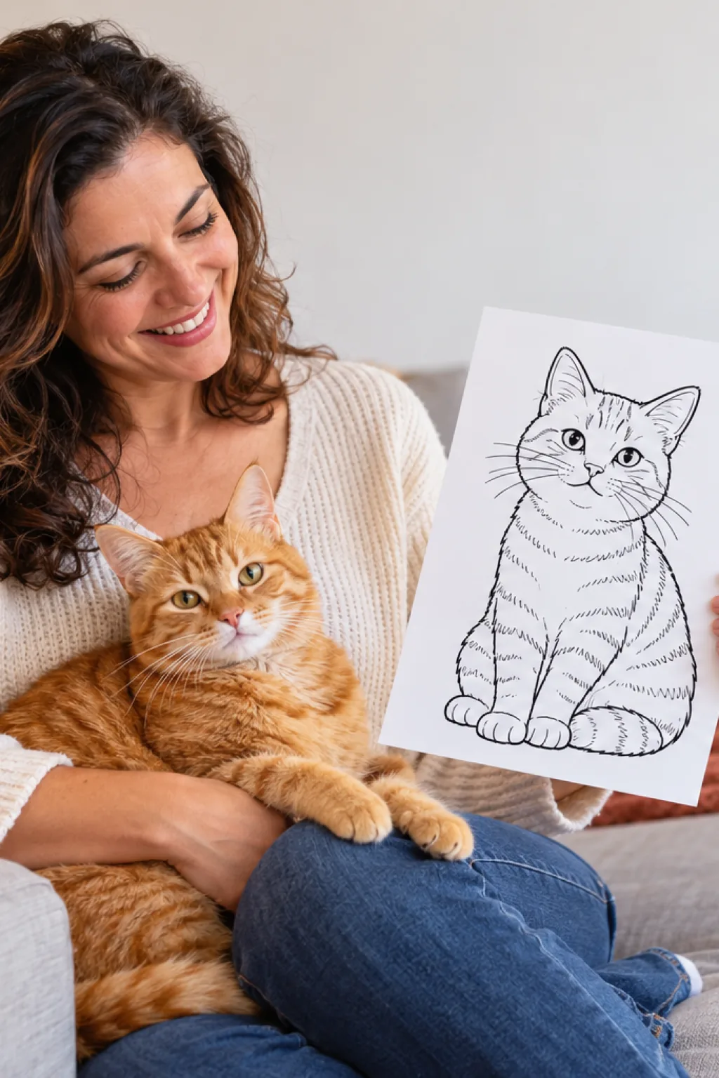 desenhos do livro The Little Cat da Coco Wyo para colorir — exemplo criado na Desenhos pra Colorir