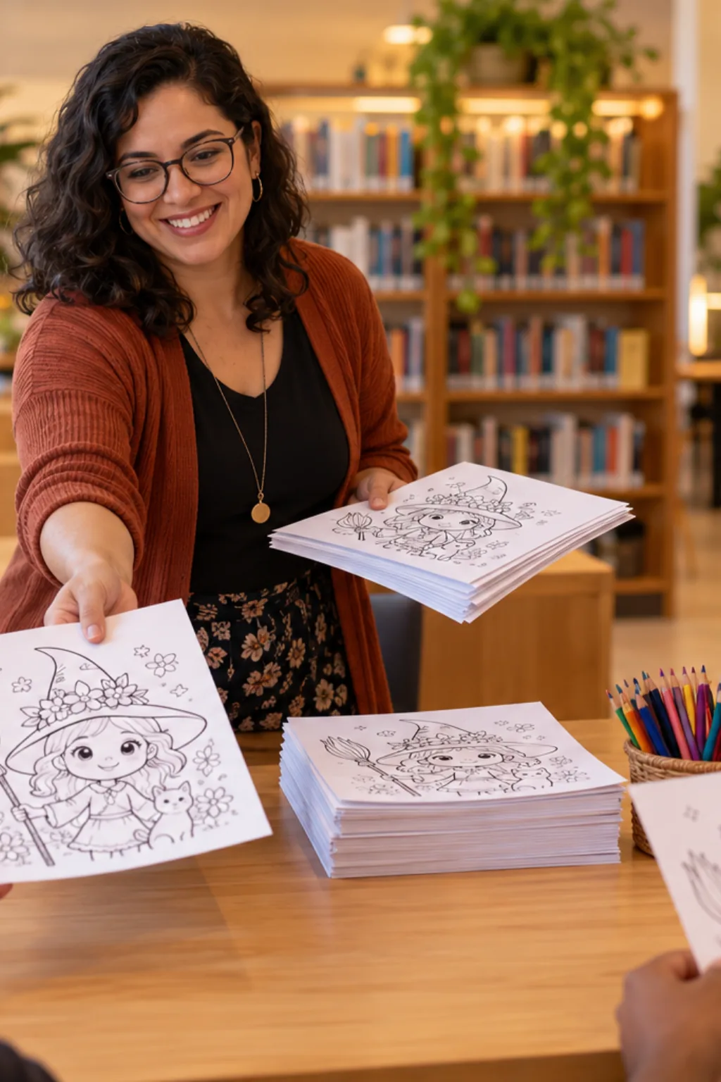 desenhos do livro Witches da Coco Wyo para colorir — exemplo criado na Desenhos pra Colorir
