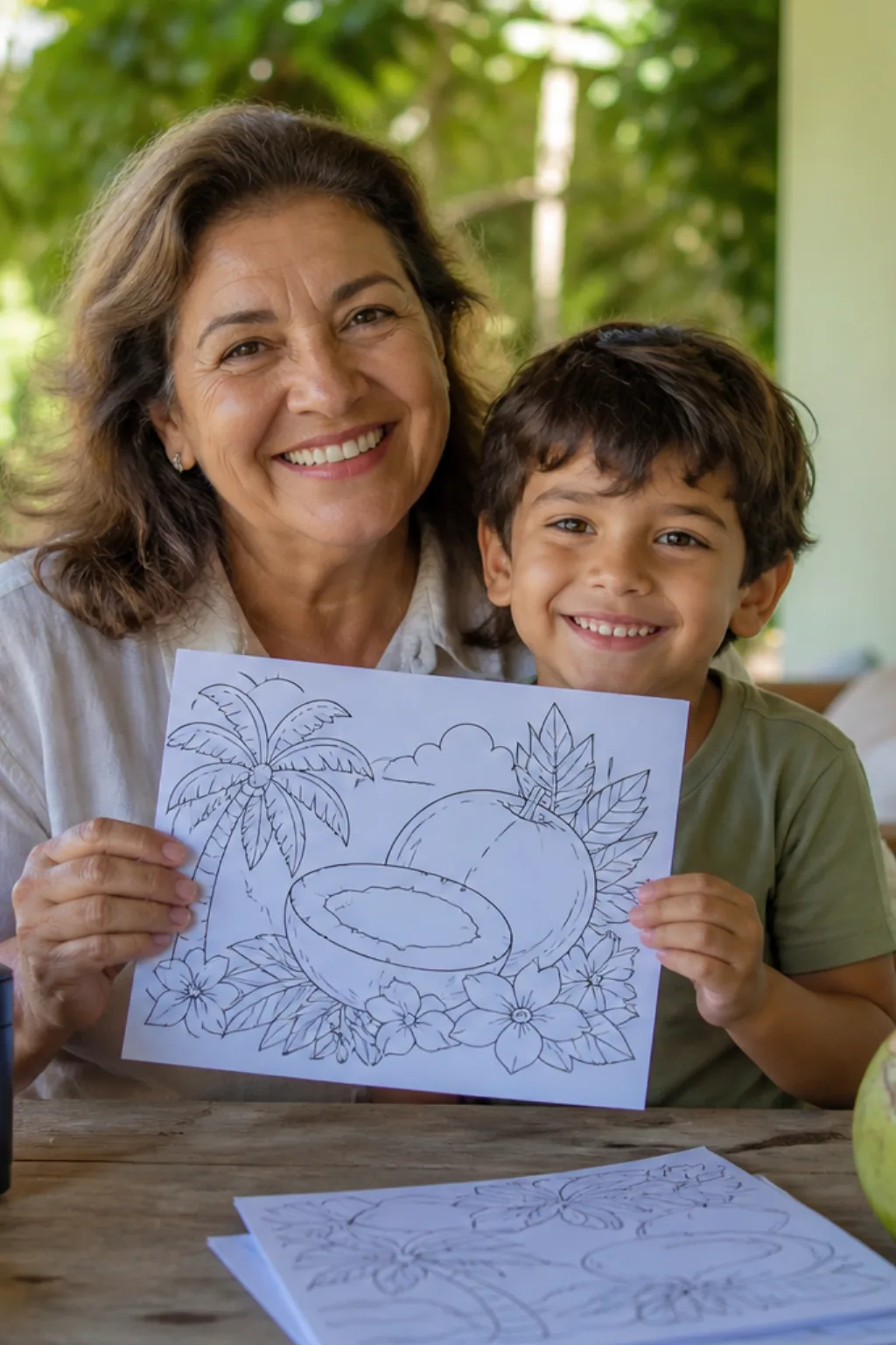 desenhos de coco para colorir — exemplo criado na Desenhos pra Colorir