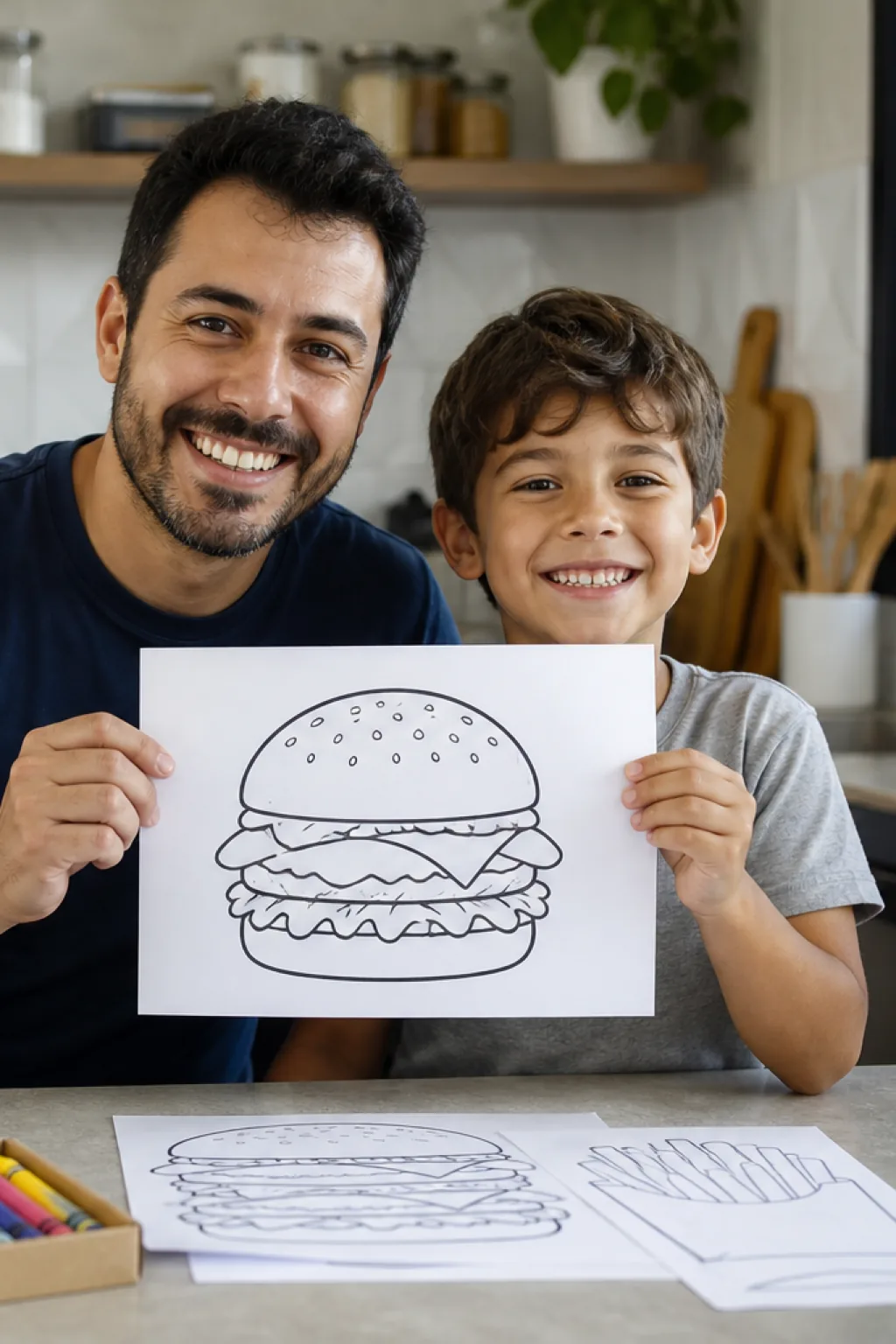 desenhos de hambúrguer para colorir — exemplo criado na Desenhos pra Colorir