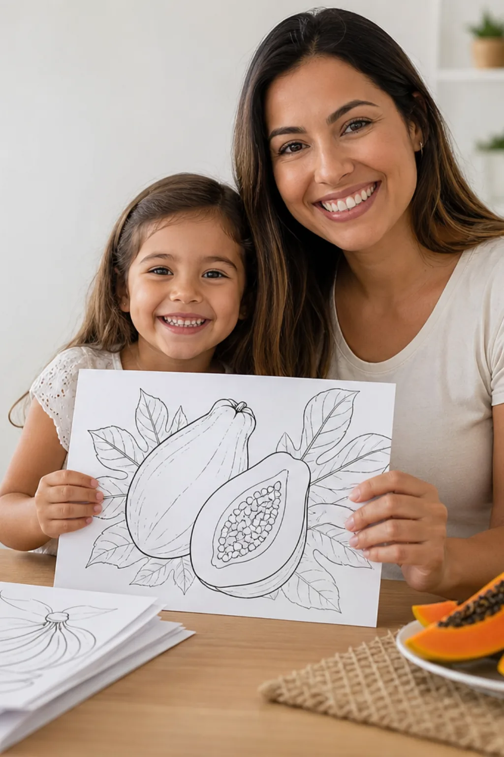 desenhos de mamão para colorir — exemplo criado na Desenhos pra Colorir