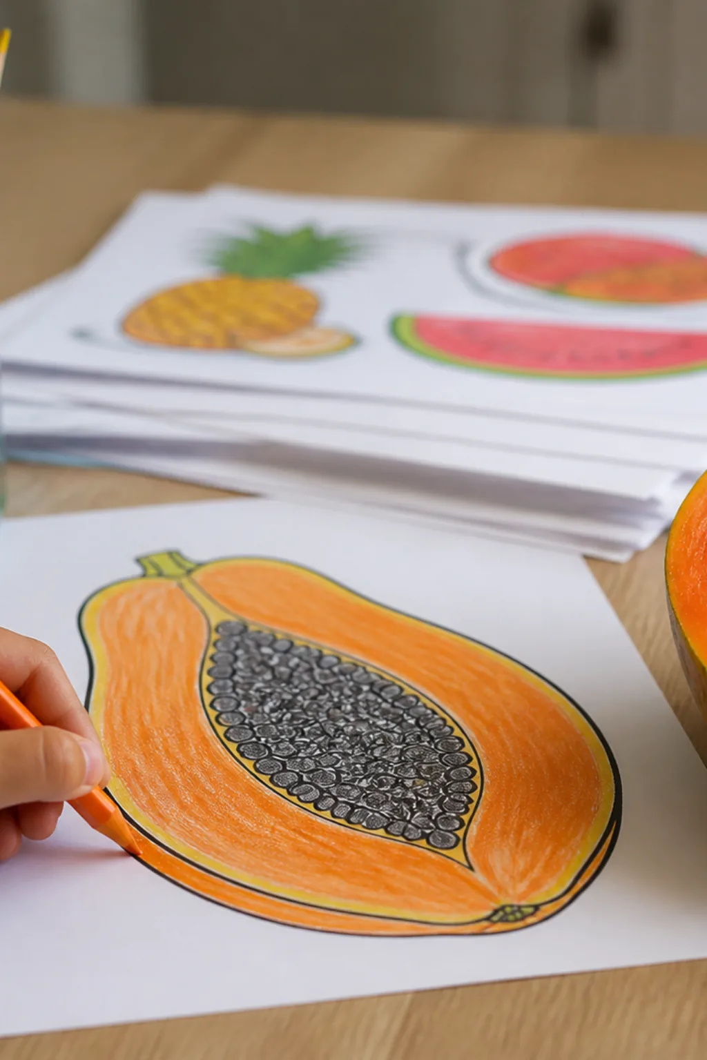 desenhos de mamão para colorir - 2
