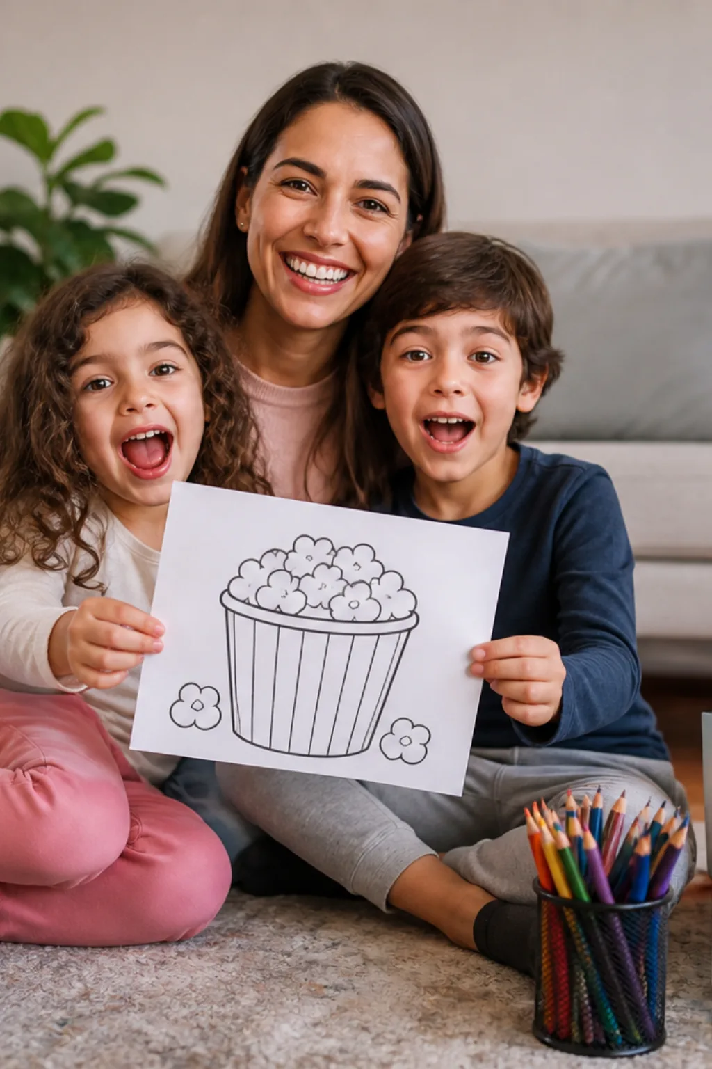 desenhos de pipoca para colorir — exemplo criado na Desenhos pra Colorir