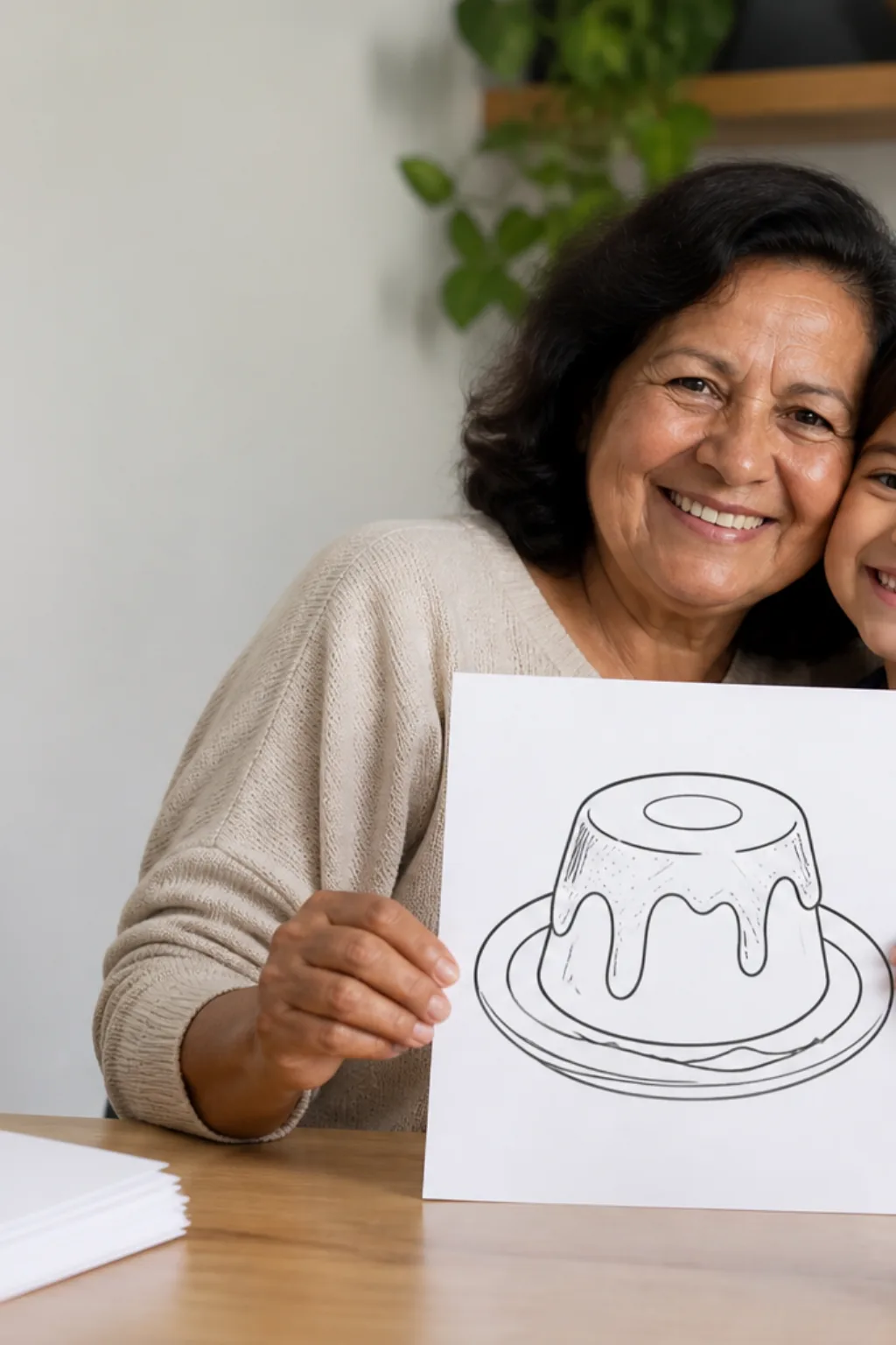 desenho de pudim para colorir — exemplo criado na Desenhos pra Colorir