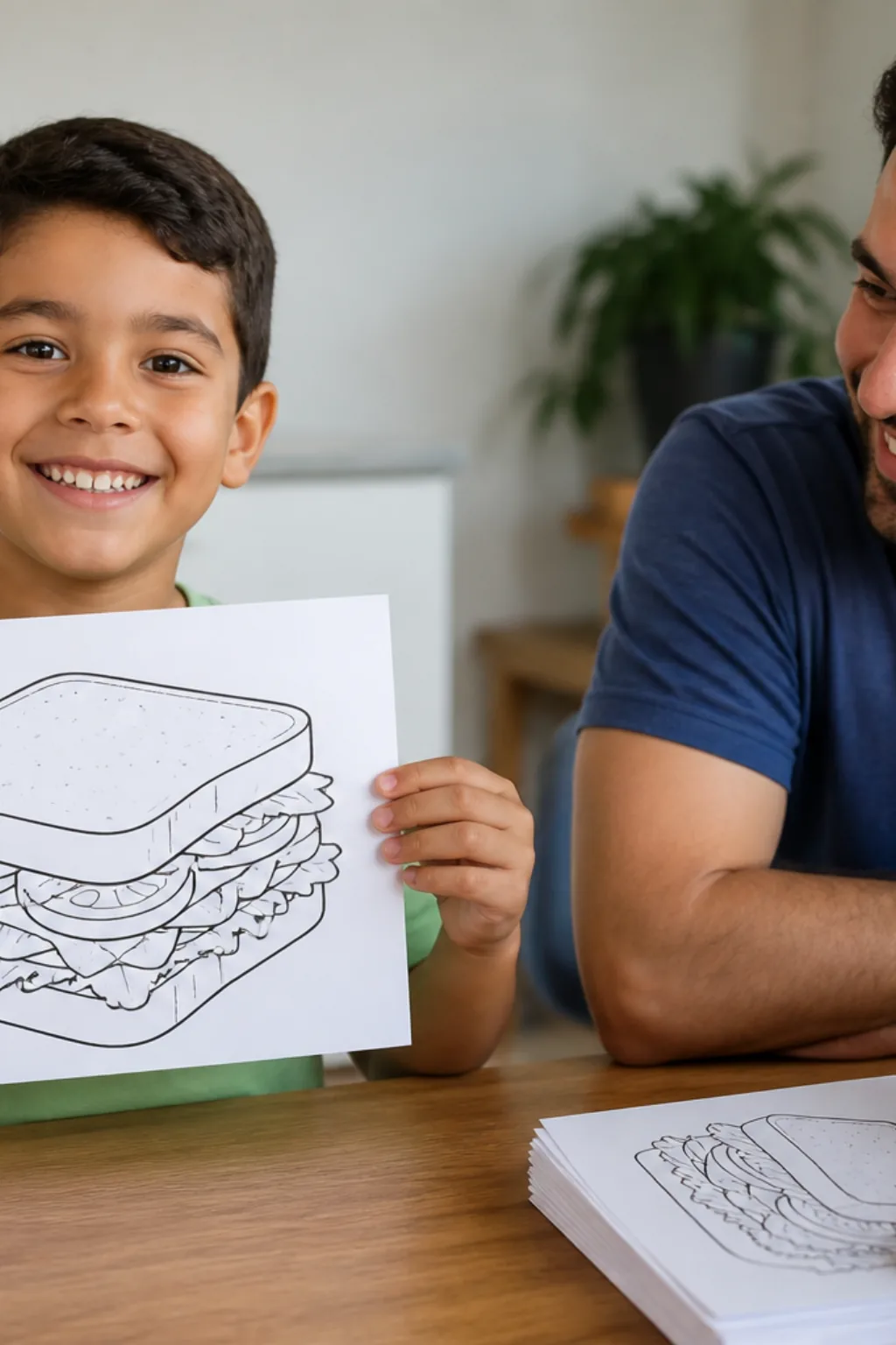 desenho de sanduíche para colorir — exemplo criado na Desenhos pra Colorir