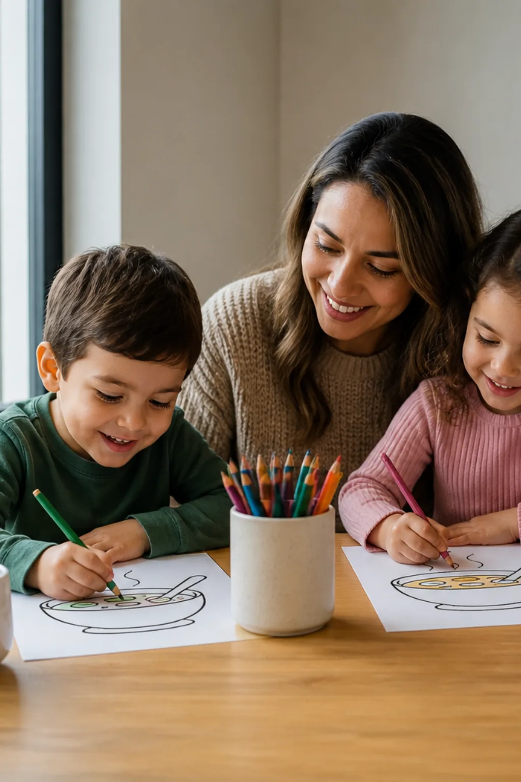 desenho de sopa para colorir — exemplo criado na Desenhos pra Colorir