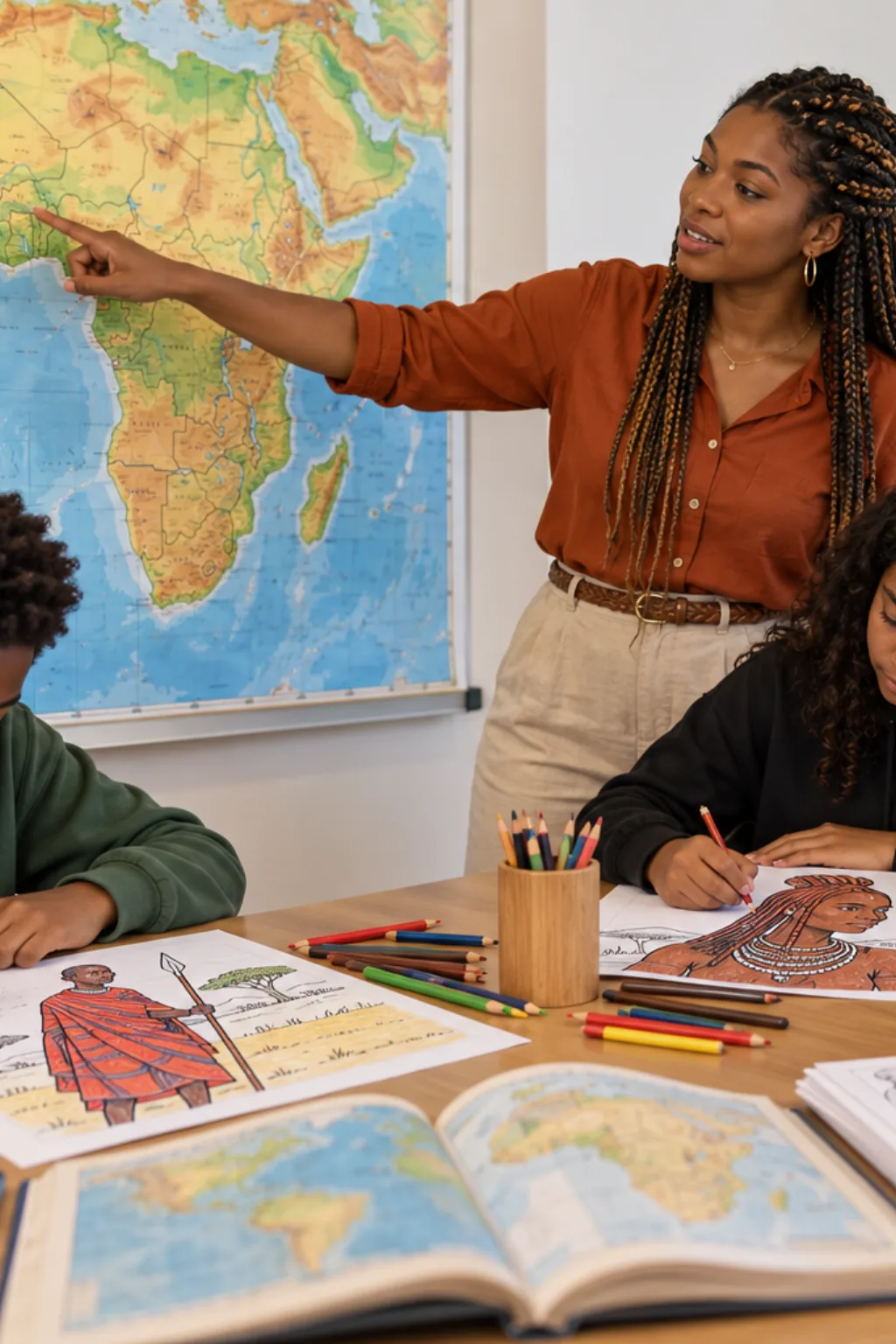 desenhos de africanos para colorir — exemplo criado na Desenhos pra Colorir