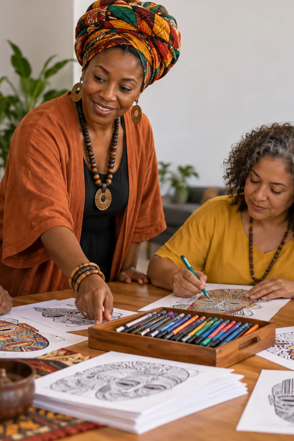 desenhos de arte africana para colorir — exemplo criado na Desenhos pra Colorir