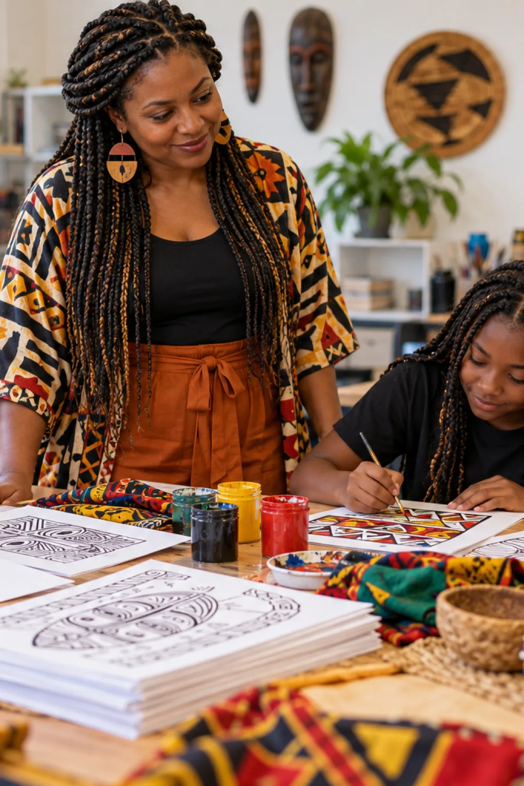 desenhos de arte afro-brasileira para colorir — exemplo criado na Desenhos pra Colorir