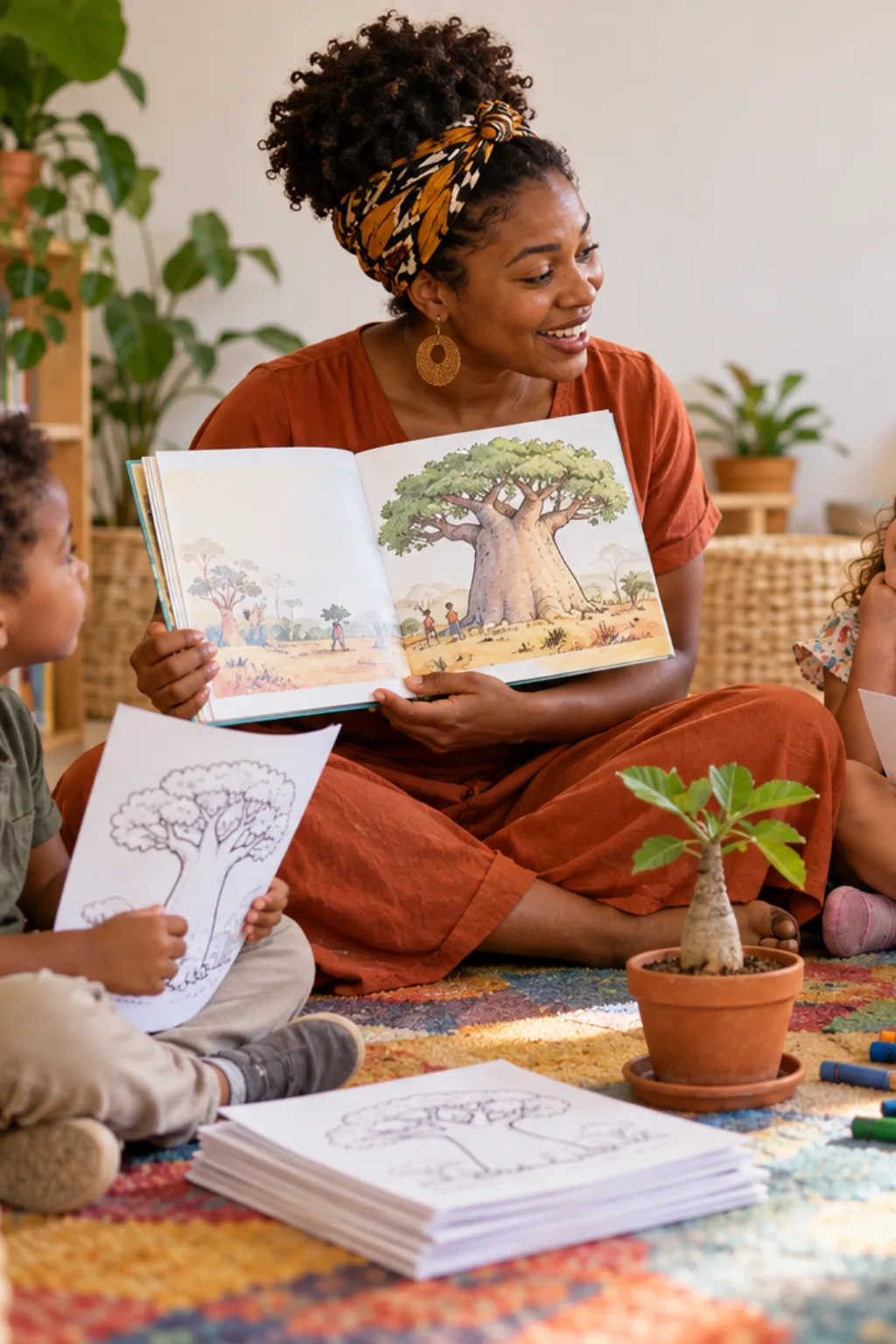 desenhos de baobá para colorir — exemplo criado na Desenhos pra Colorir