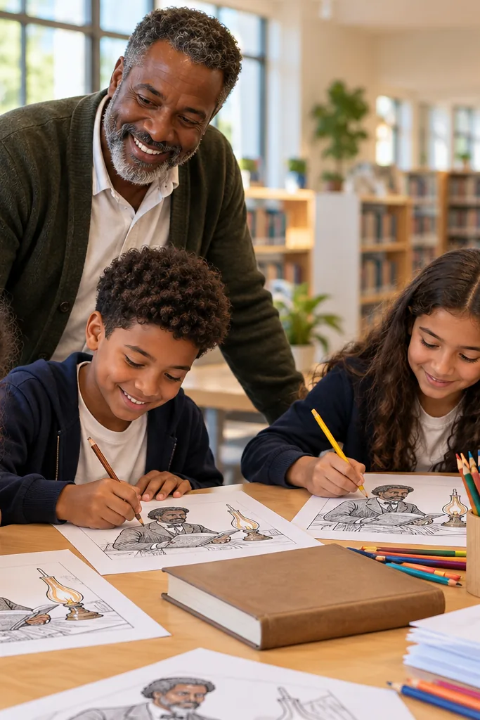 desenhos de Booker T. Washington para colorir — exemplo criado na Desenhos pra Colorir