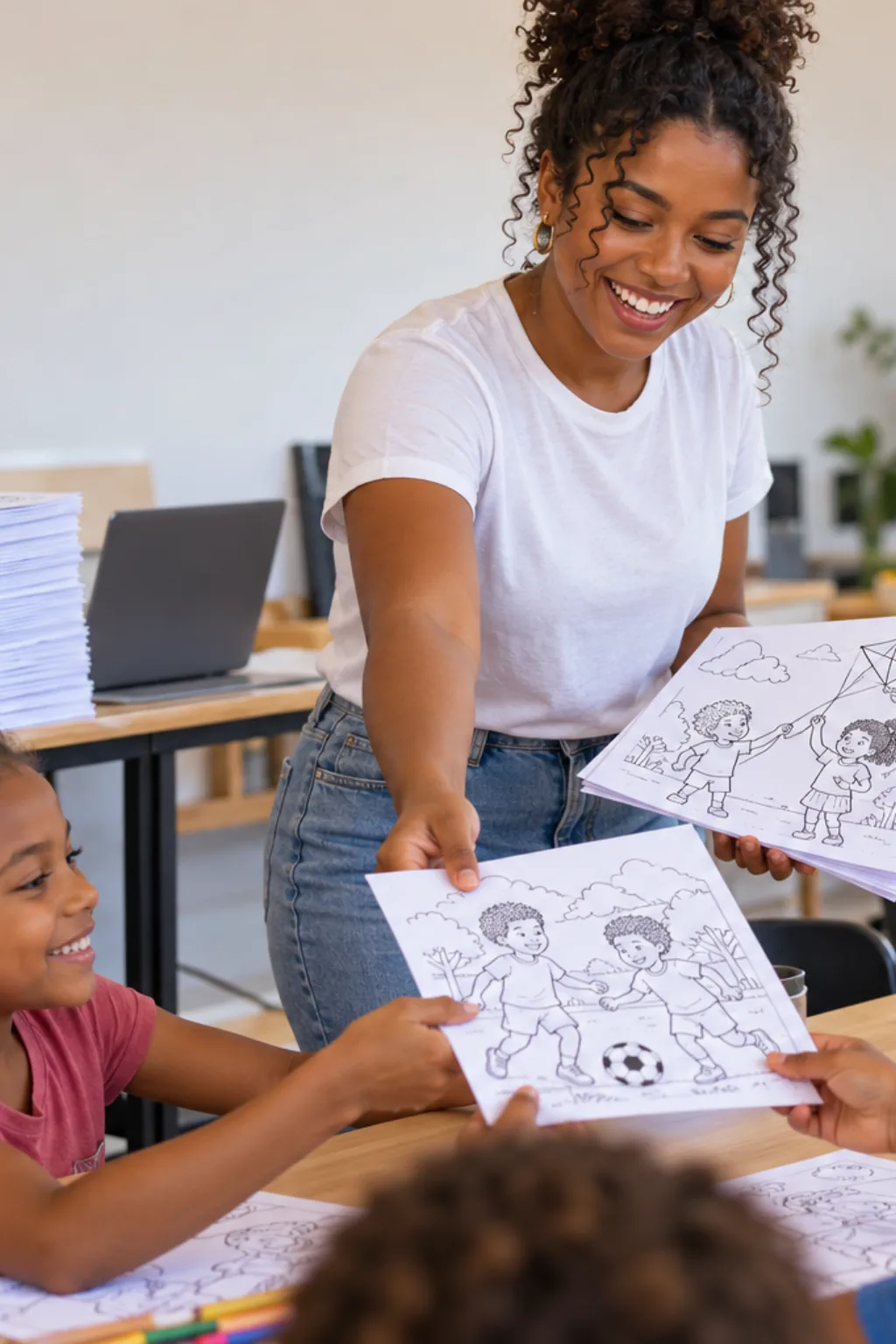 desenho de criança negra para colorir — exemplo criado na Desenhos pra Colorir