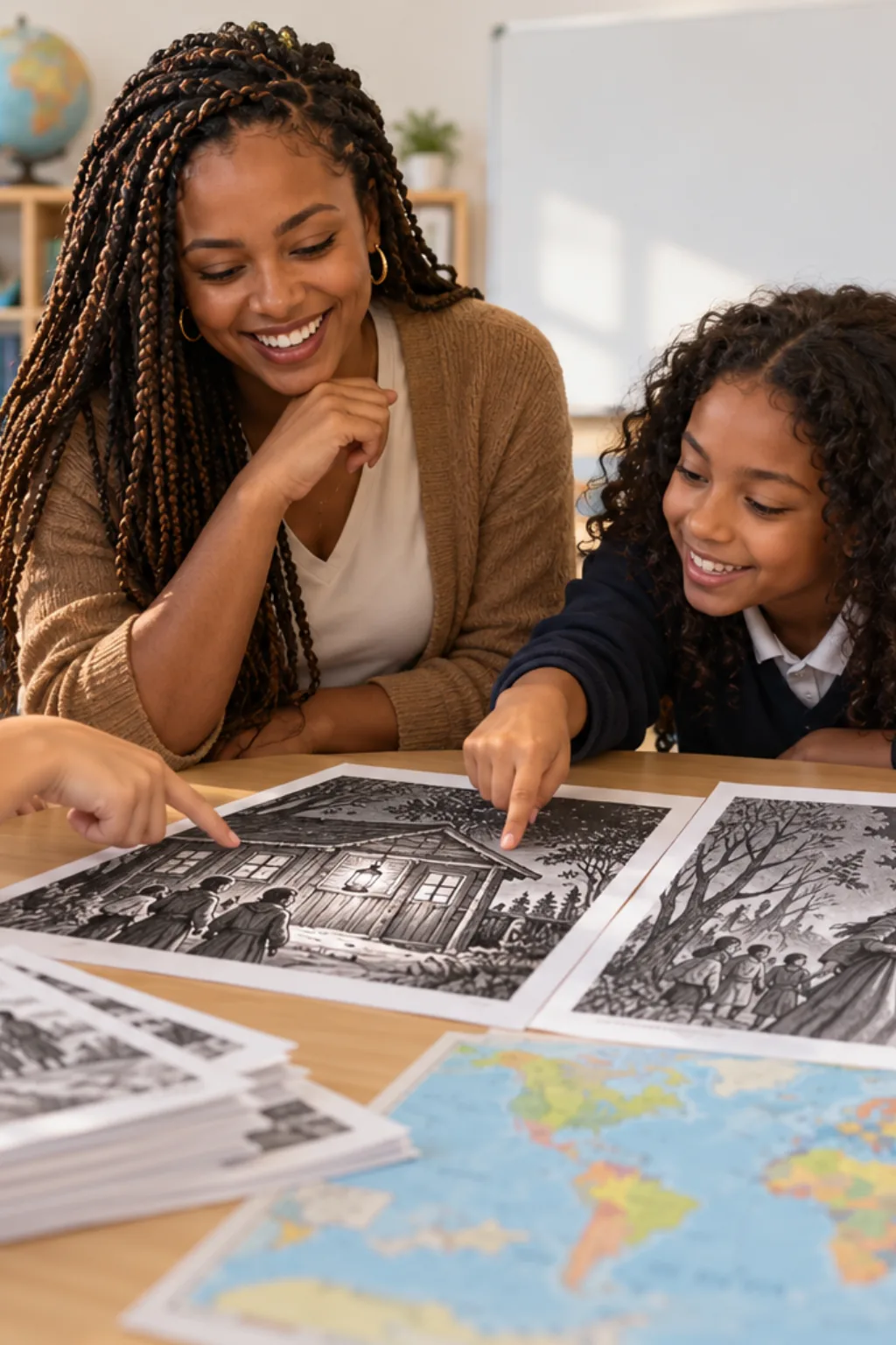 desenhos da Ferrovia Subterrânea (Underground Railroad) para colorir — exemplo criado na Desenhos pra Colorir