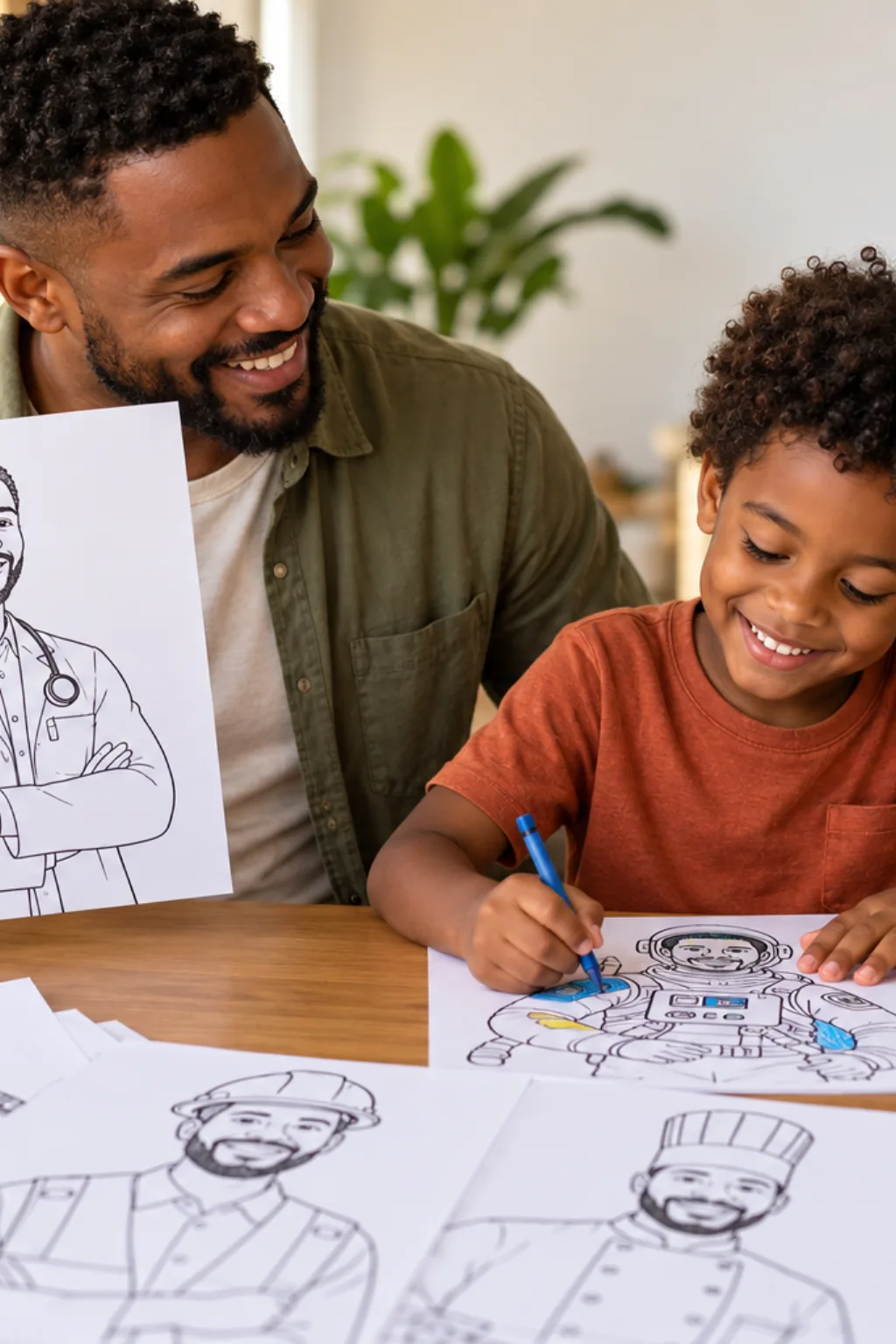 desenhos de homens negros para colorir — exemplo criado na Desenhos pra Colorir