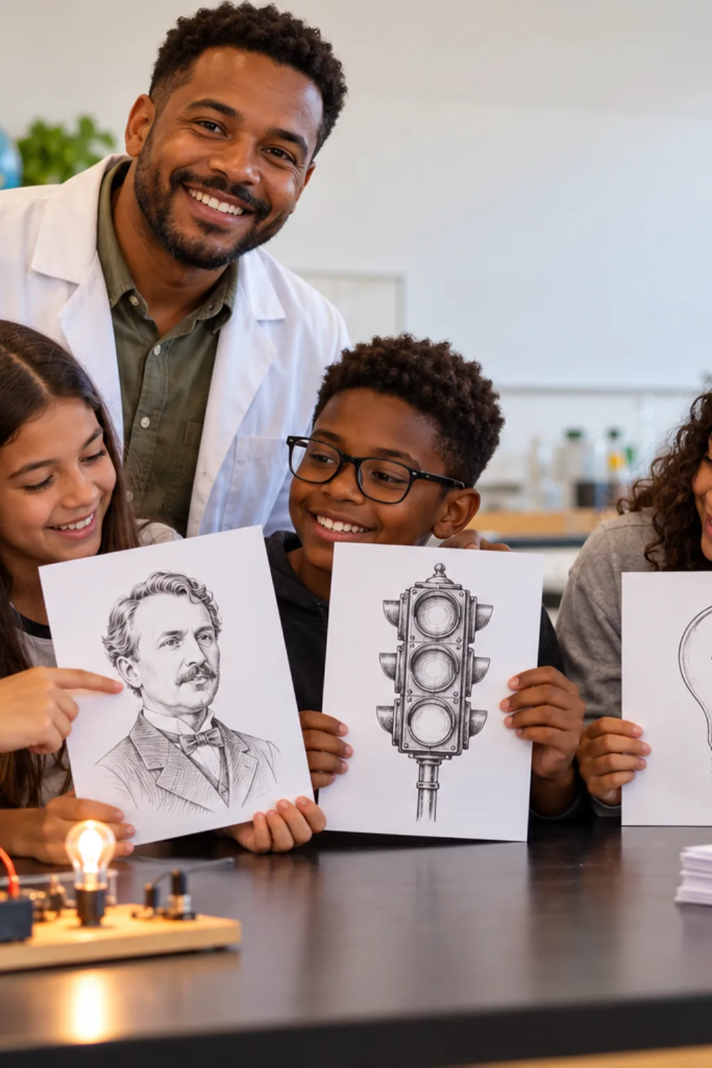 desenhos de inventores negros para colorir — exemplo criado na Desenhos pra Colorir