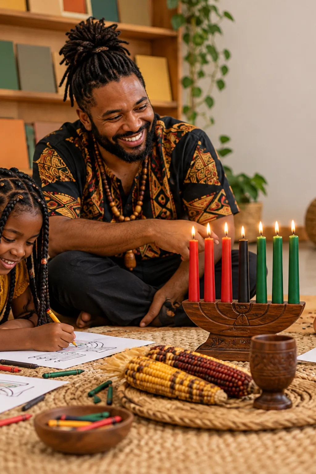 desenhos do Kwanzaa para colorir — exemplo criado na Desenhos pra Colorir
