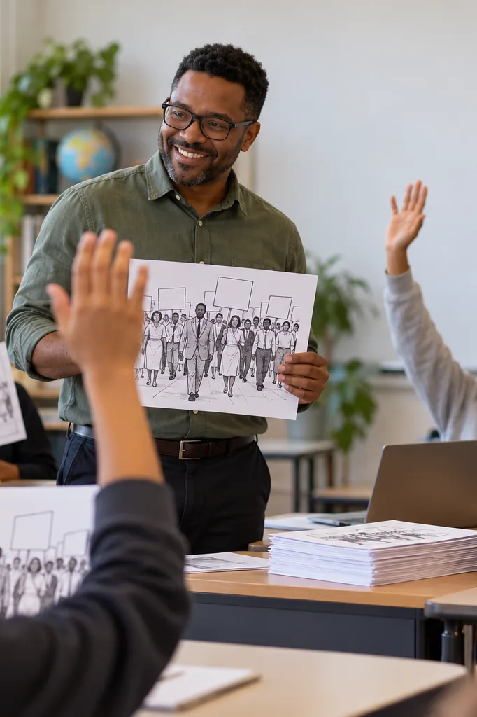 desenhos do Movimento dos Direitos Civis para colorir — exemplo criado na Desenhos pra Colorir