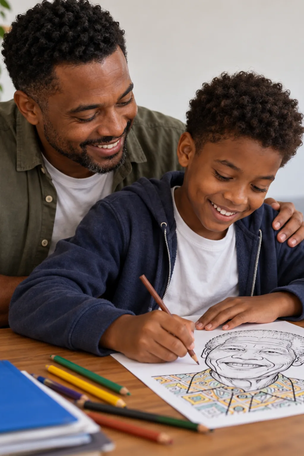 desenhos de Nelson Mandela para colorir — exemplo criado na Desenhos pra Colorir