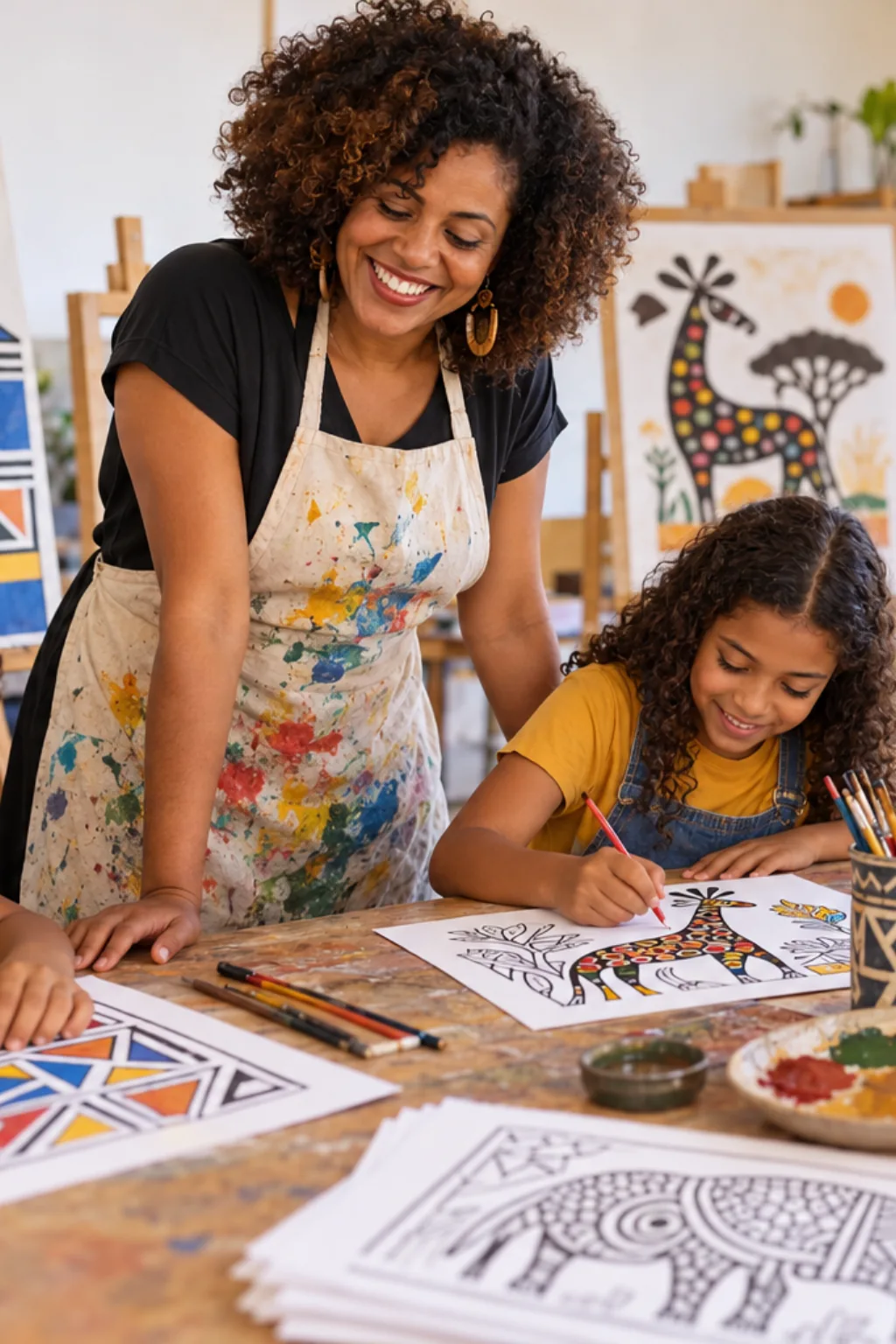 desenhos de pinturas africanas para colorir — exemplo criado na Desenhos pra Colorir