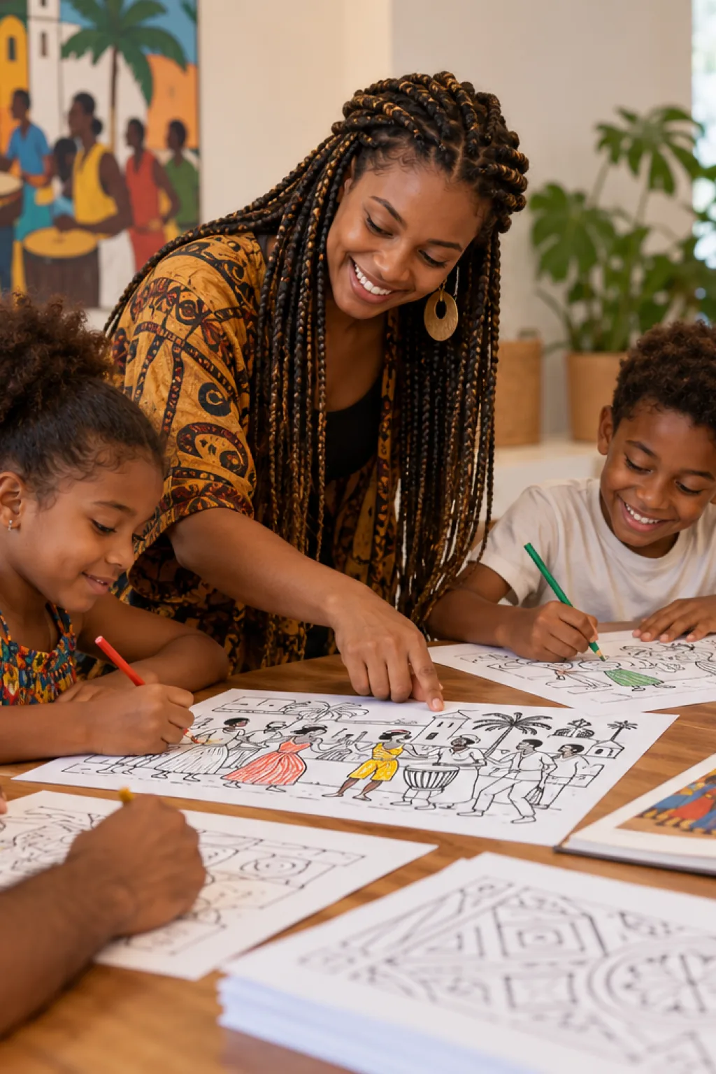 desenhos de pinturas afro-brasileiras para colorir — exemplo criado na Desenhos pra Colorir
