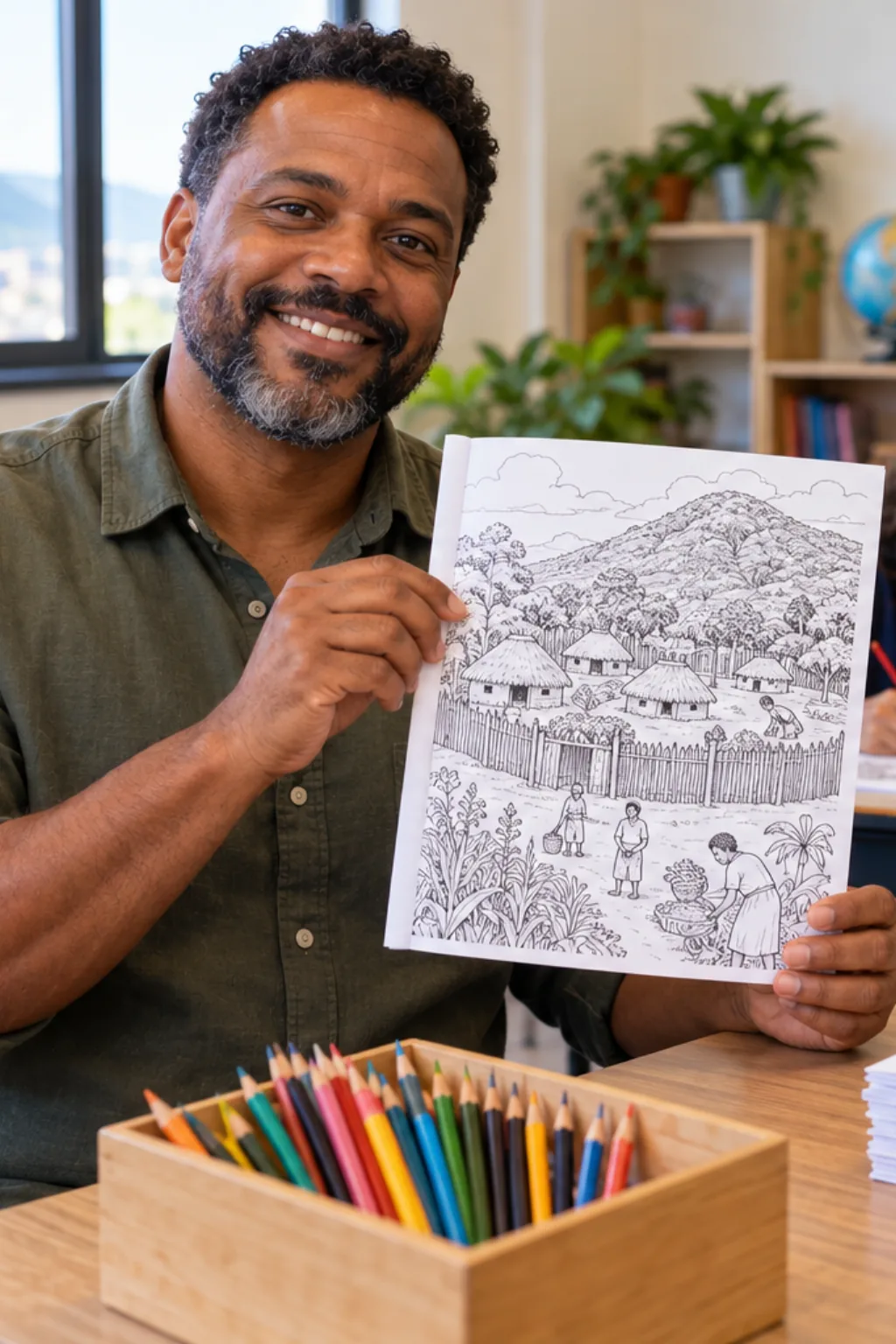desenhos do Quilombo dos Palmares para colorir — exemplo criado na Desenhos pra Colorir