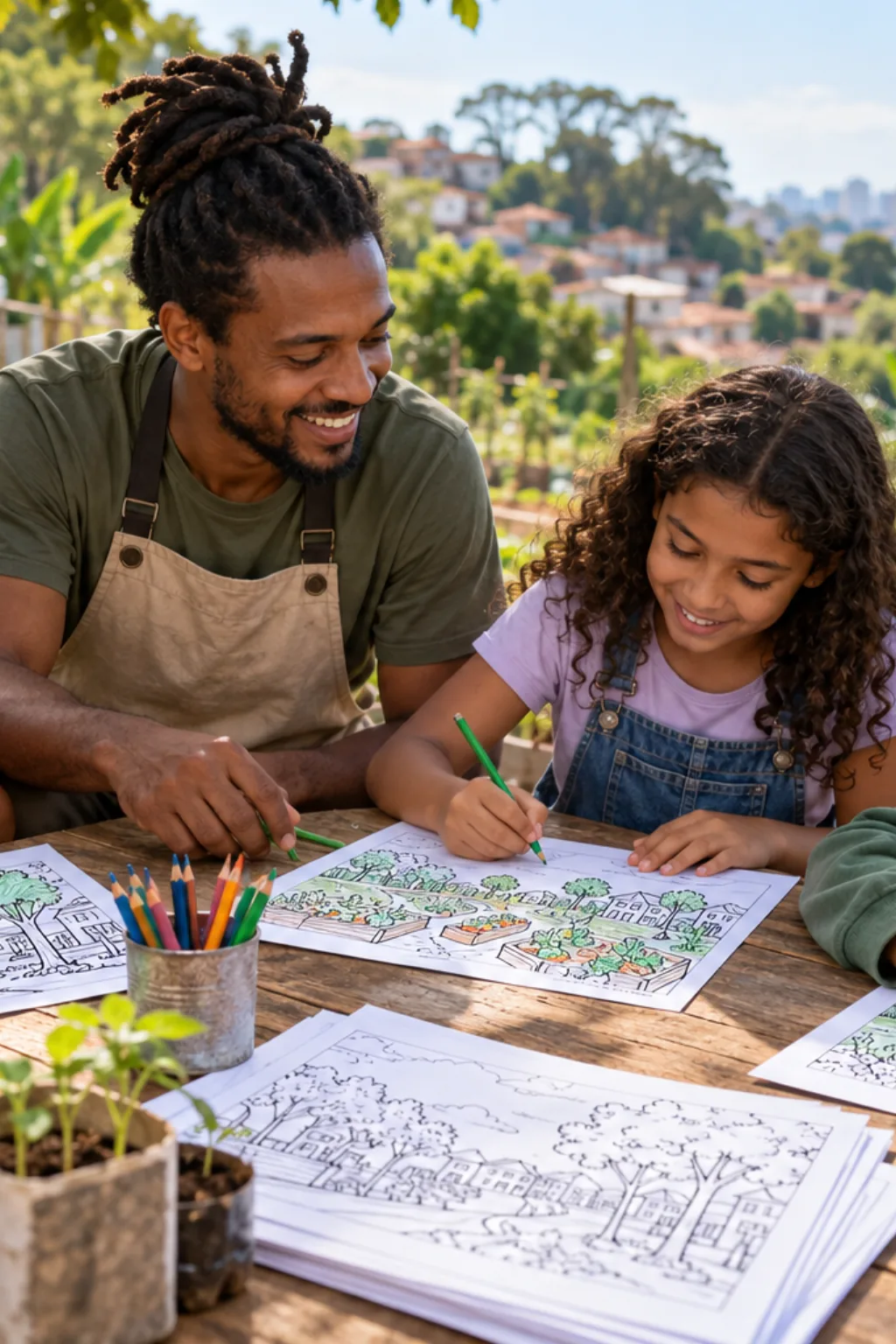 desenhos sobre racismo ambiental para colorir — exemplo criado na Desenhos pra Colorir