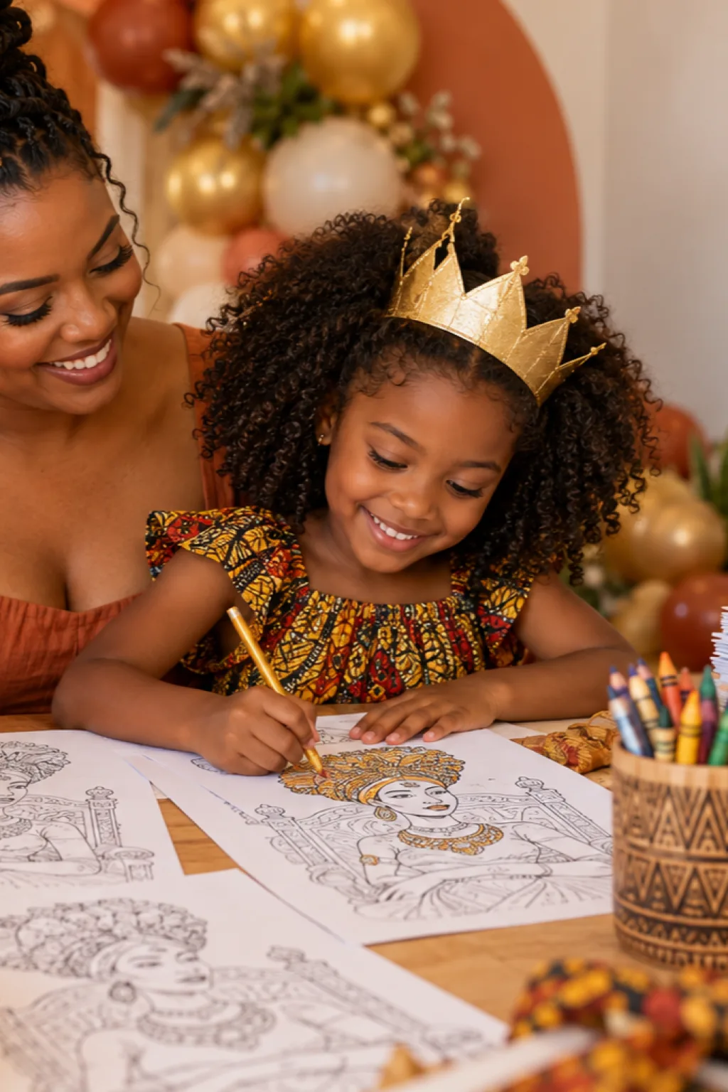 desenhos da Rainha Nzinga para colorir — exemplo criado na Desenhos pra Colorir