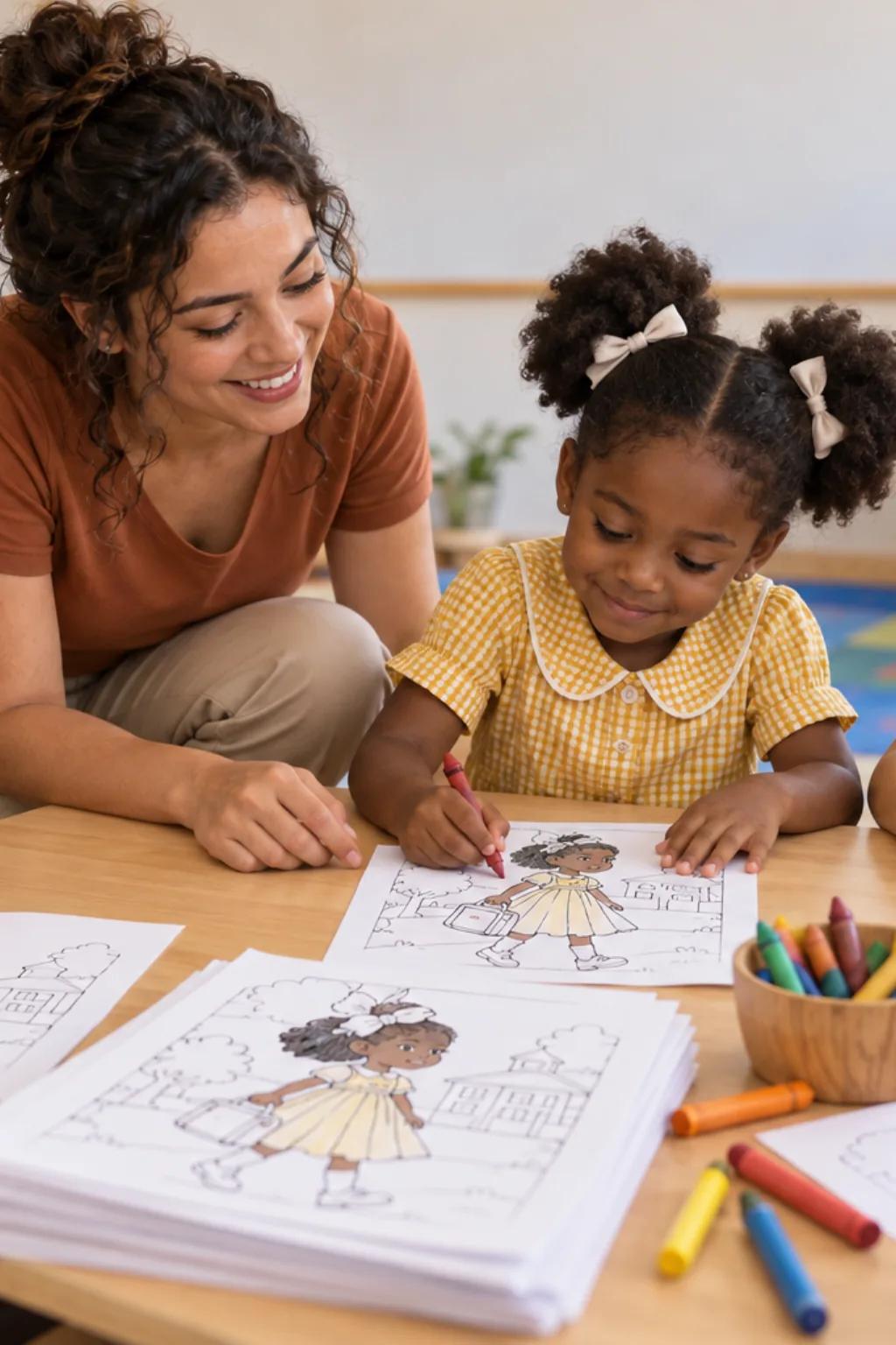 desenhos de Ruby Bridges para colorir — exemplo criado na Desenhos pra Colorir