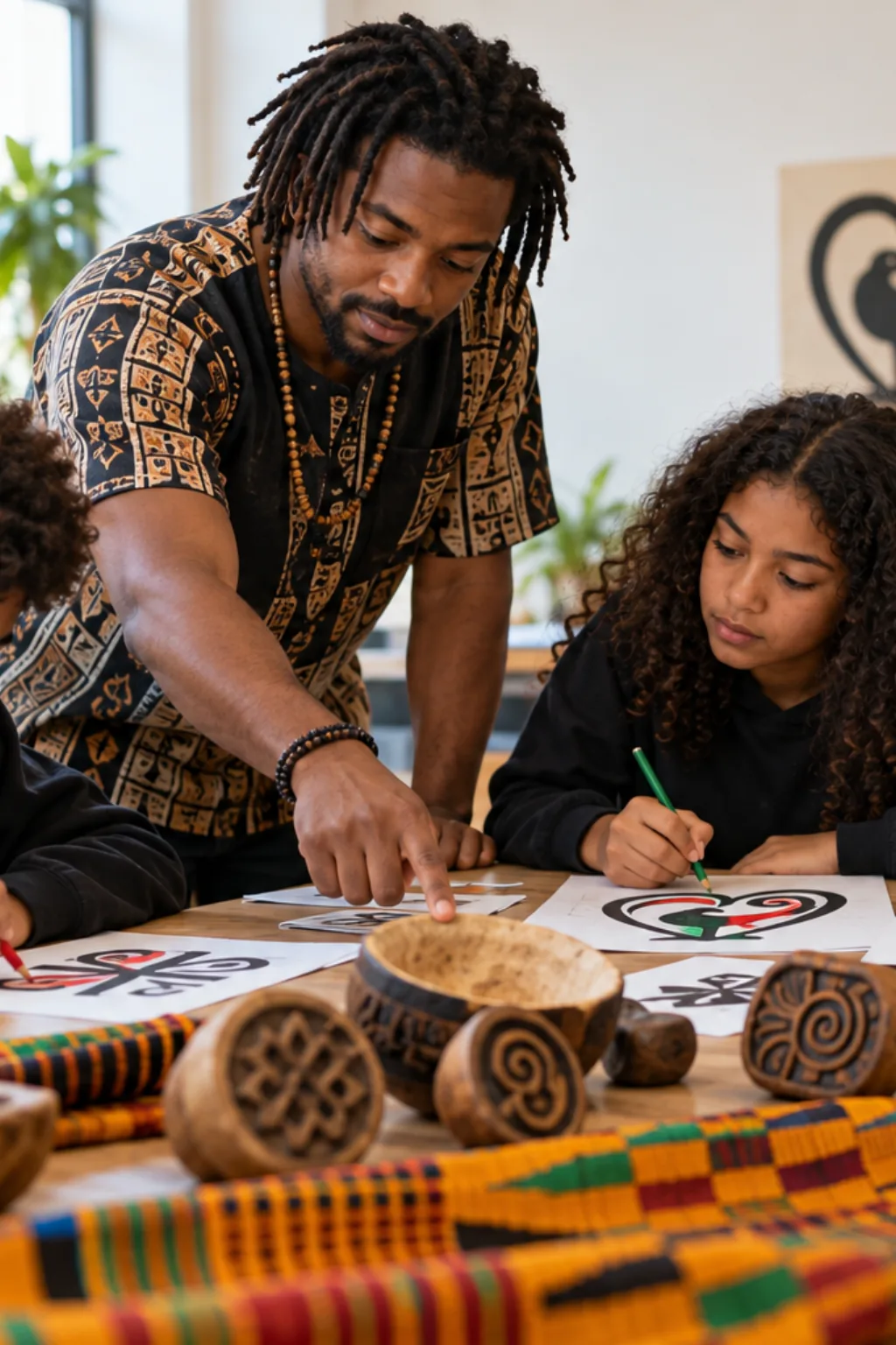 desenhos de símbolos Adinkra para colorir — exemplo criado na Desenhos pra Colorir