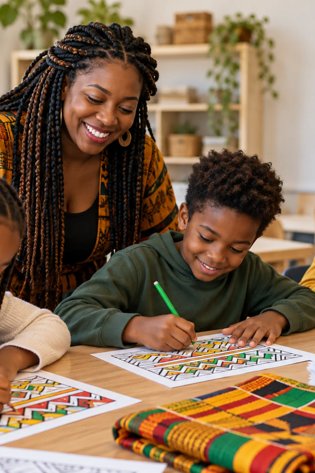 desenhos de tecido Kente para colorir — exemplo criado na Desenhos pra Colorir