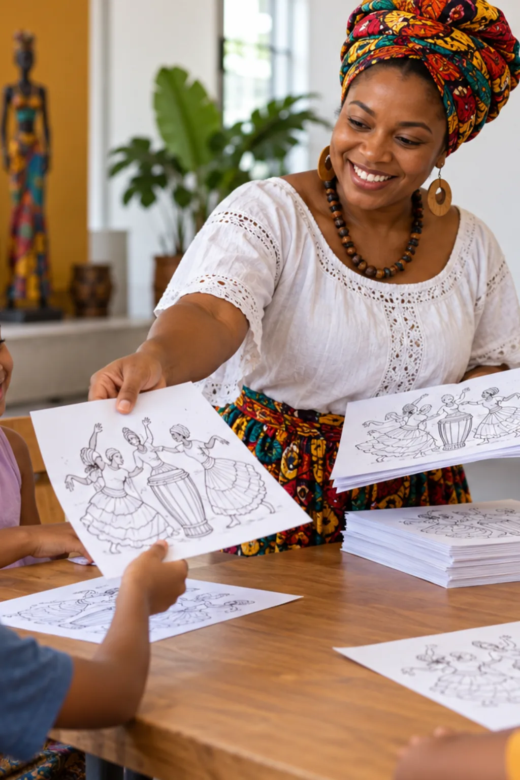 desenhos da dança do batuque para colorir — exemplo criado na Desenhos pra Colorir