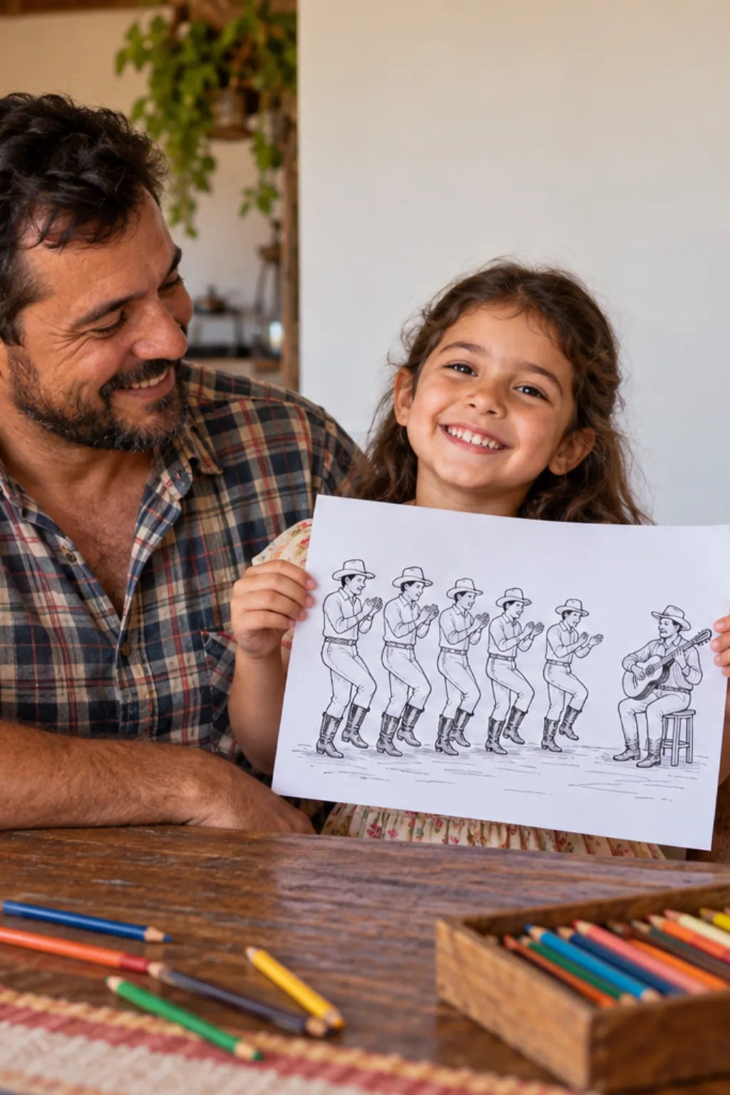 desenhos de catira para colorir — exemplo criado na Desenhos pra Colorir