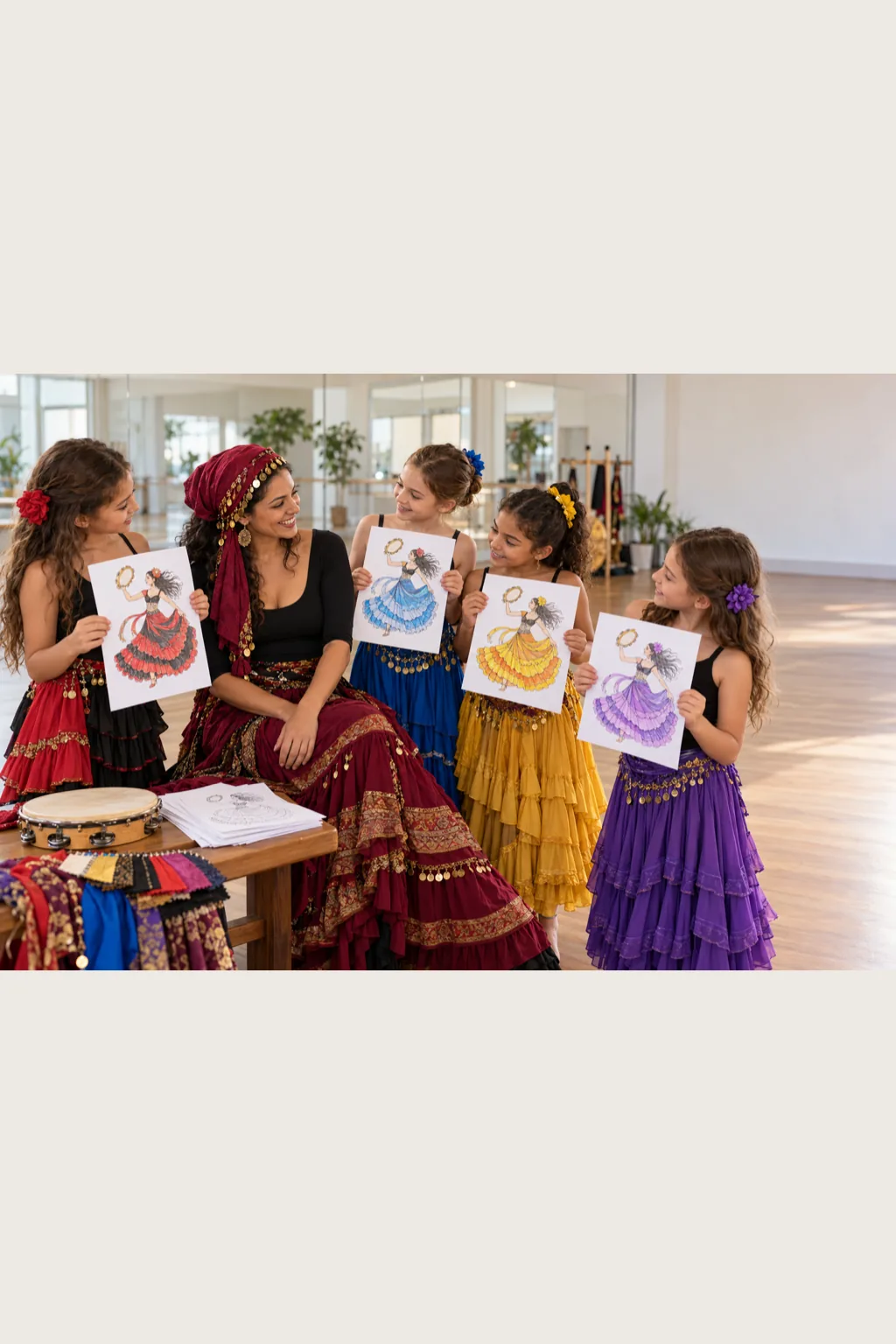 desenhos de dança cigana para colorir — exemplo criado na Desenhos pra Colorir