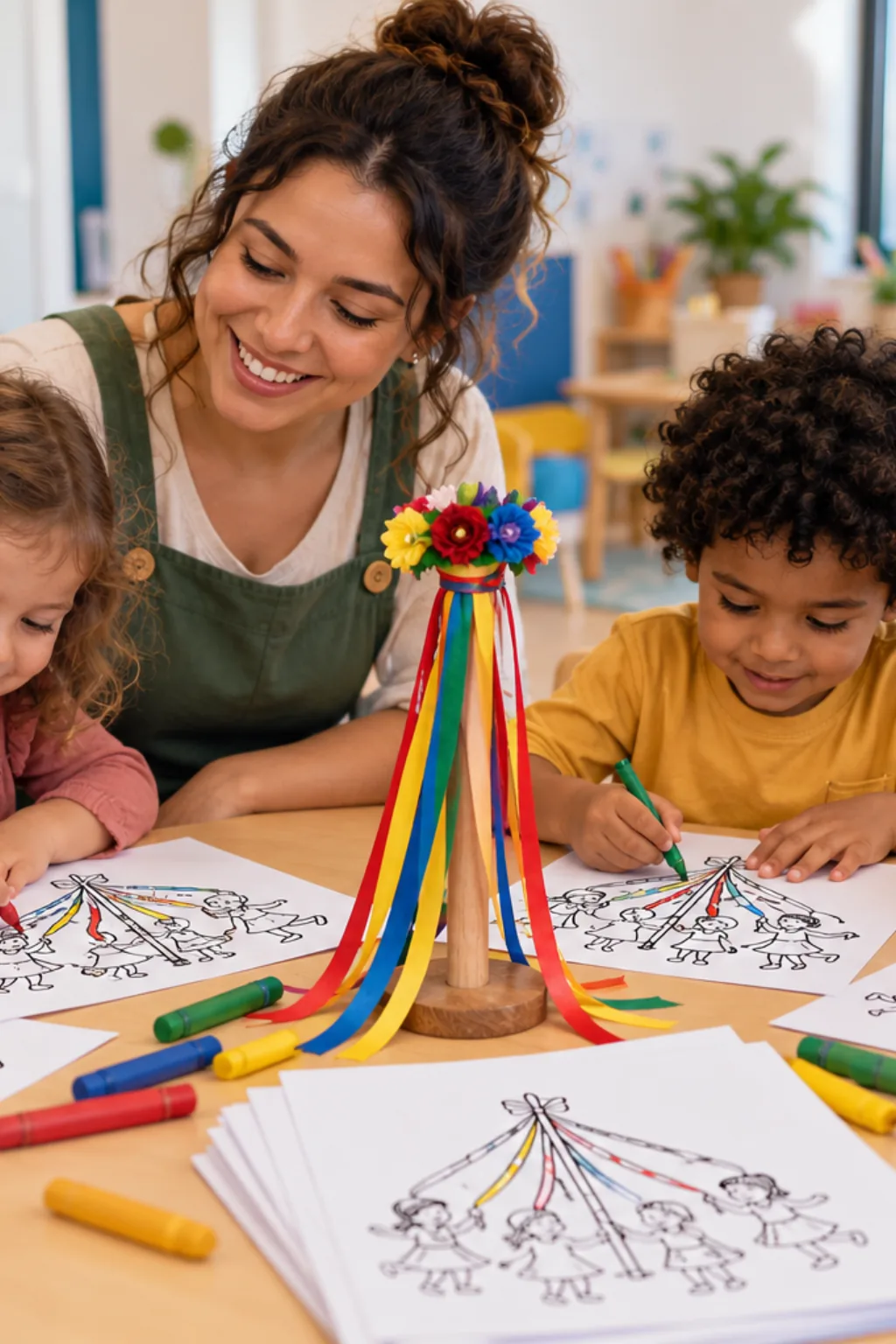 desenhos da dança da fita para colorir — exemplo criado na Desenhos pra Colorir