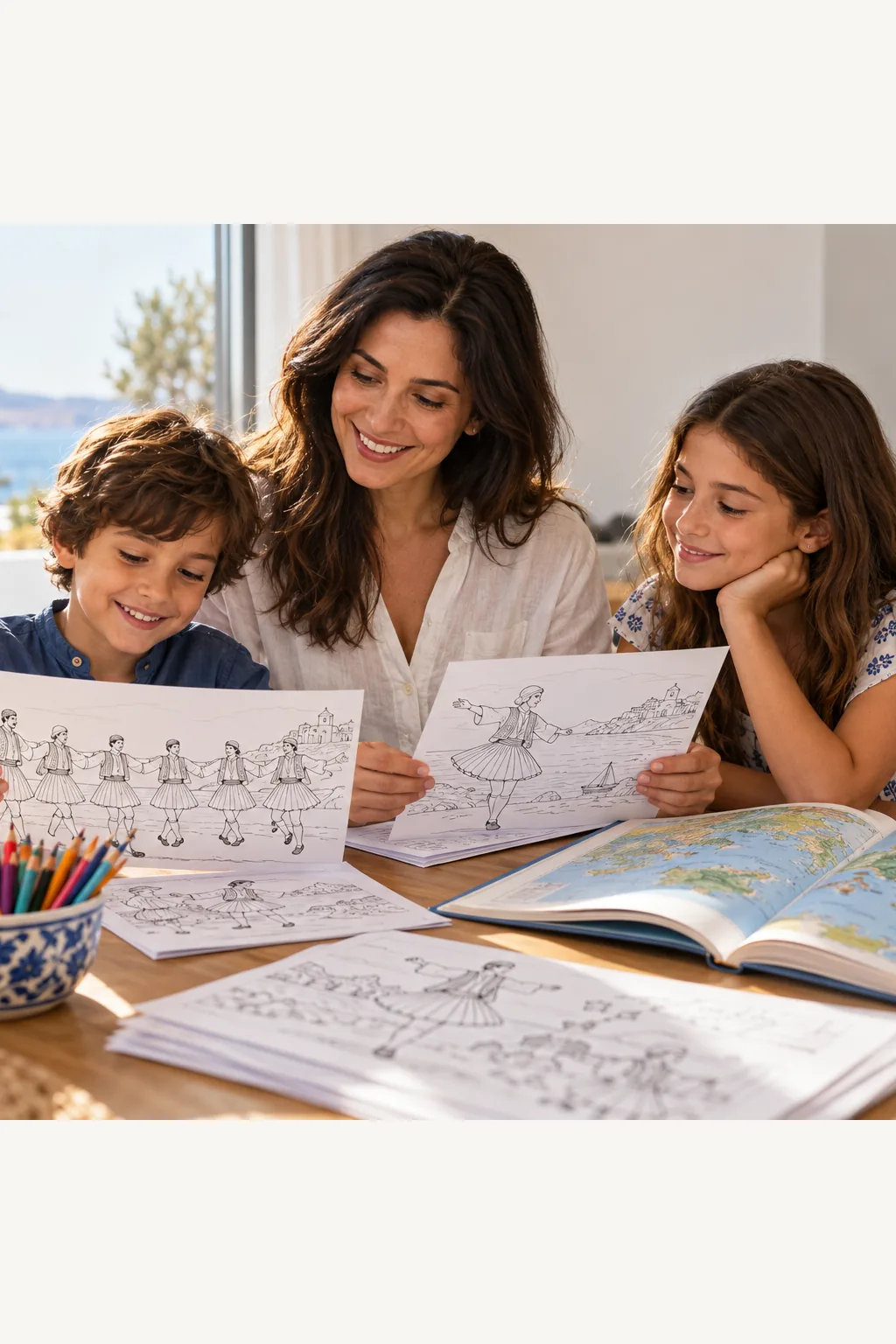 desenhos de dança grega para colorir — exemplo criado na Desenhos pra Colorir