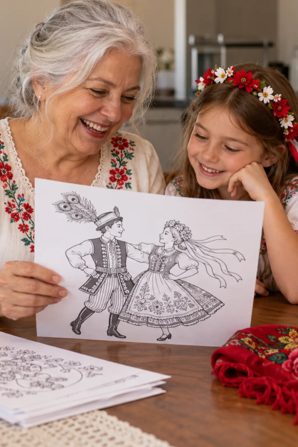 desenhos de dança polonesa para colorir — exemplo criado na Desenhos pra Colorir