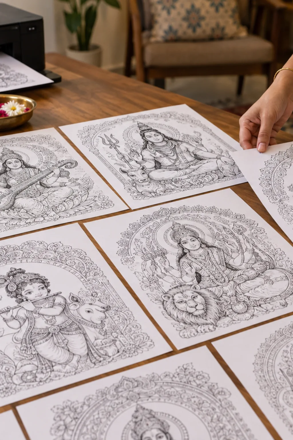 Desenhos de Deuses Hindus para Colorir - Depois