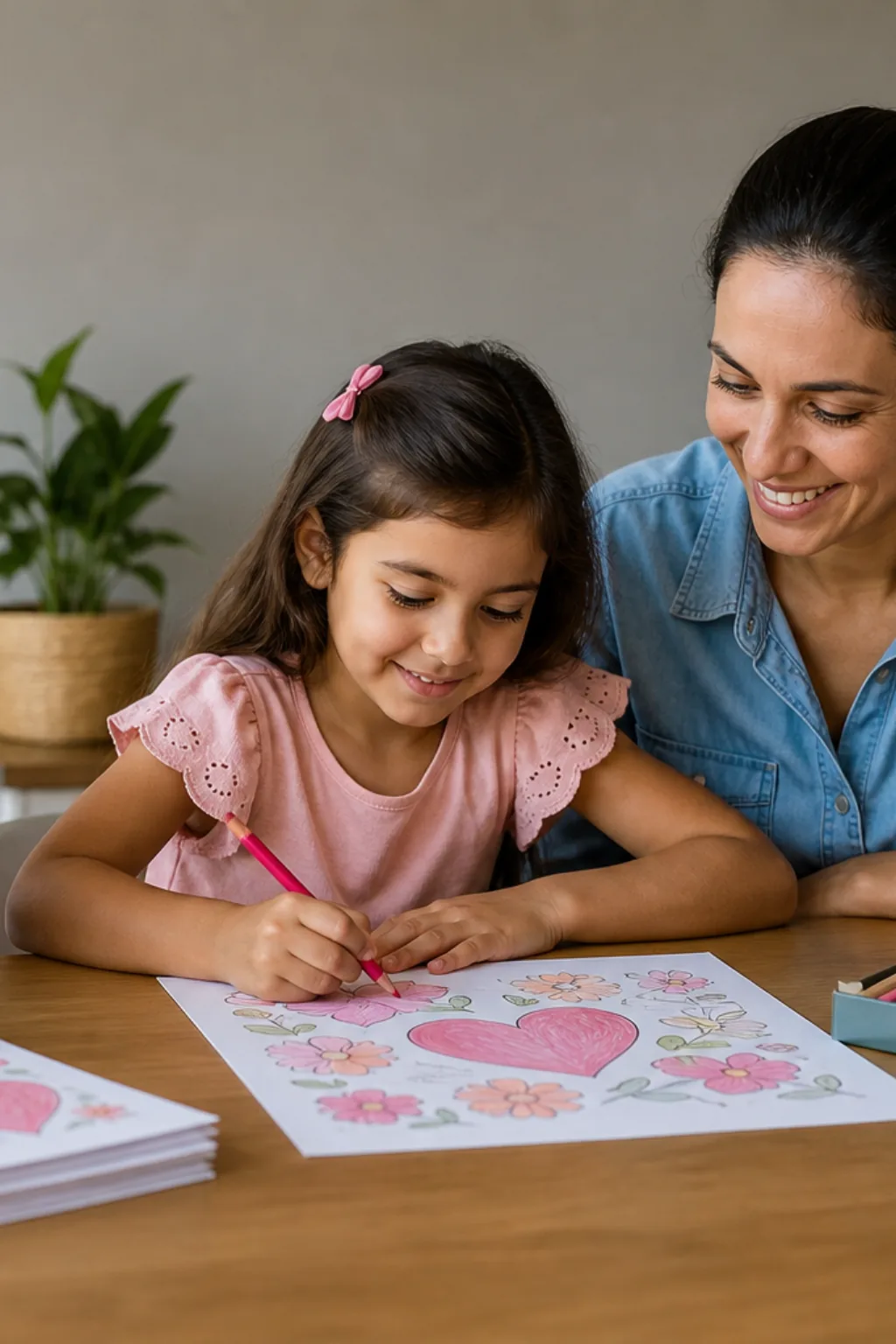 cartões de dia das mães para colorir — exemplo criado na Desenhos pra Colorir