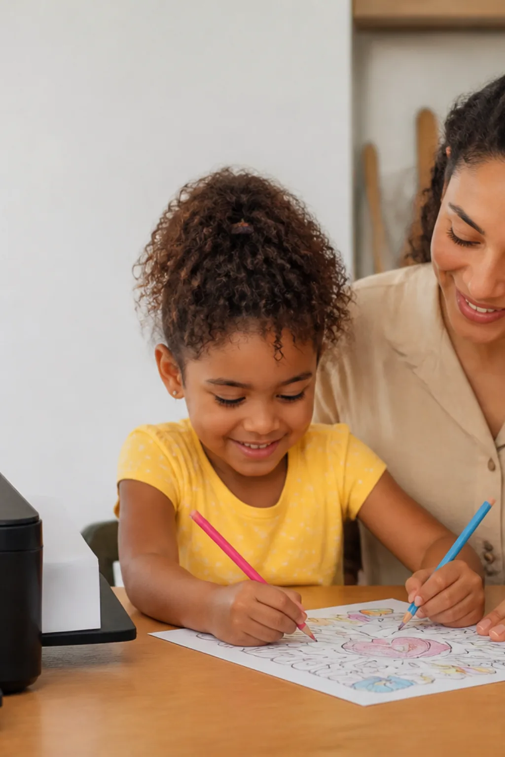 desenhos com a frase feliz dia das mães para colorir — exemplo criado na Desenhos pra Colorir