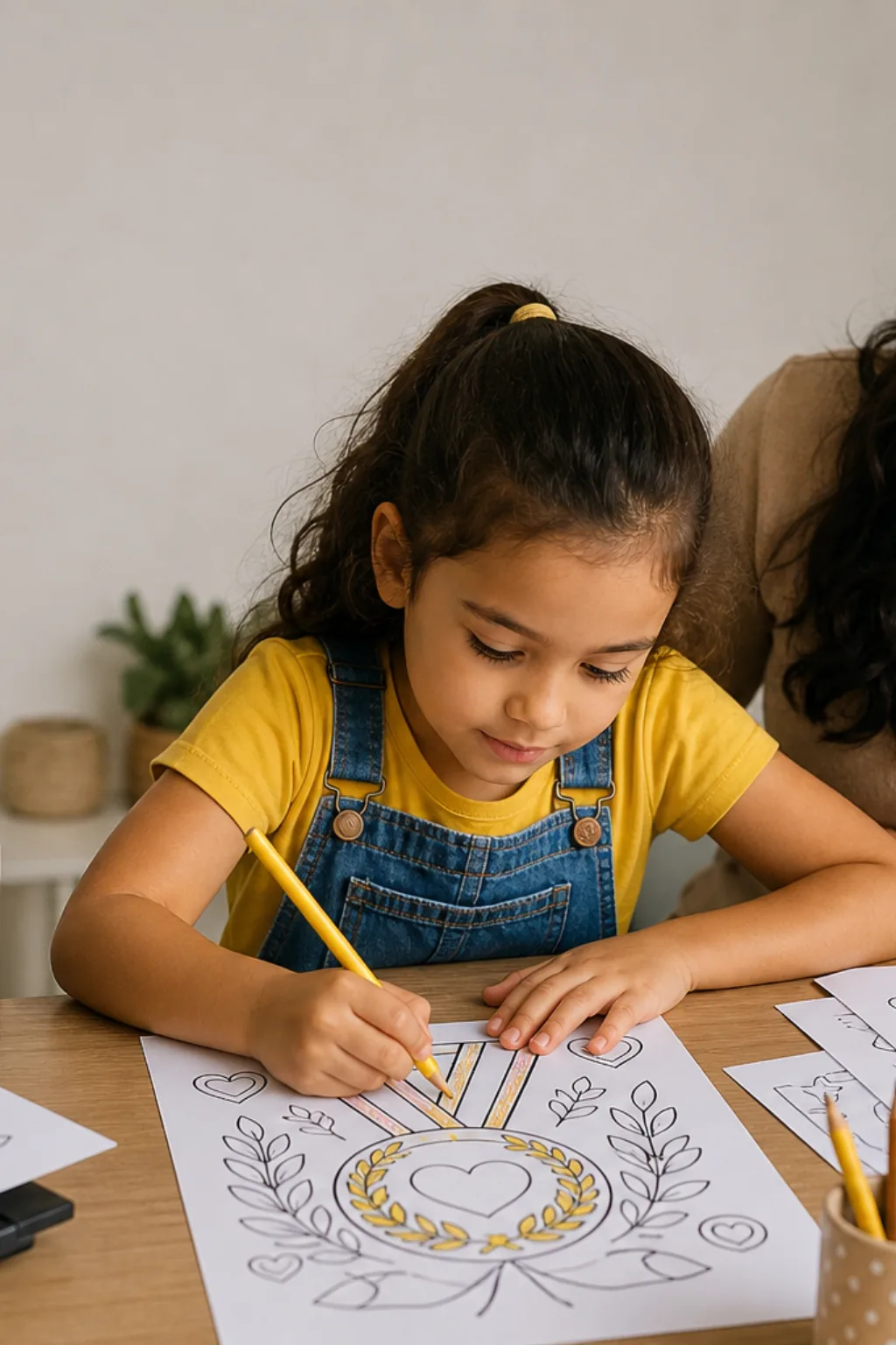 desenhos com a frase mãe de ouro para colorir no dia das mães — exemplo criado na Desenhos pra Colorir