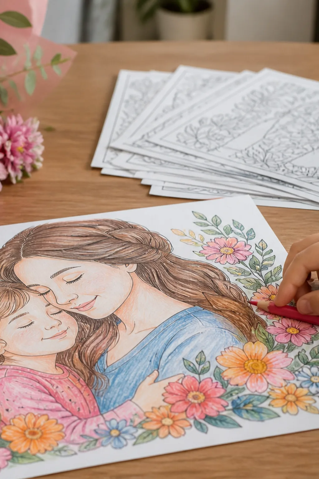 desenhos de mãe e filha para colorir no dia das mães - 2