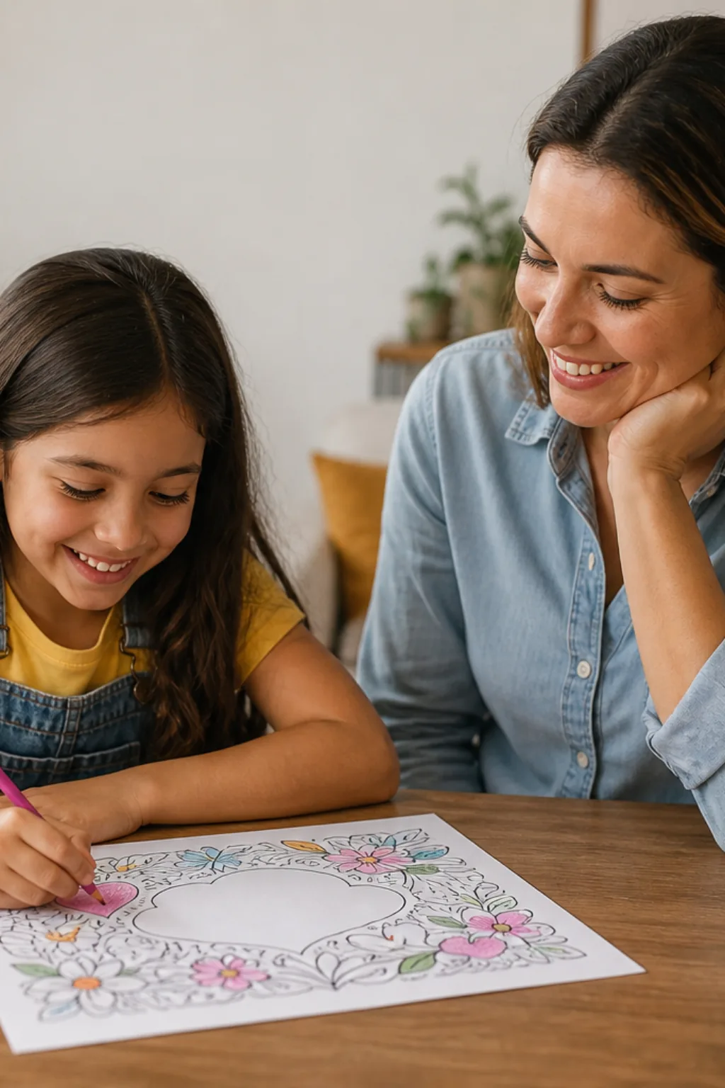 desenhos com mensagens de dia das mães para colorir — exemplo criado na Desenhos pra Colorir