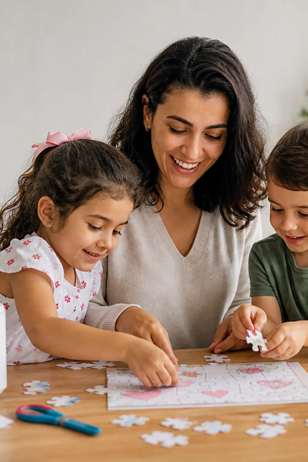 quebra-cabeças de dia das mães para colorir — exemplo criado na Desenhos pra Colorir