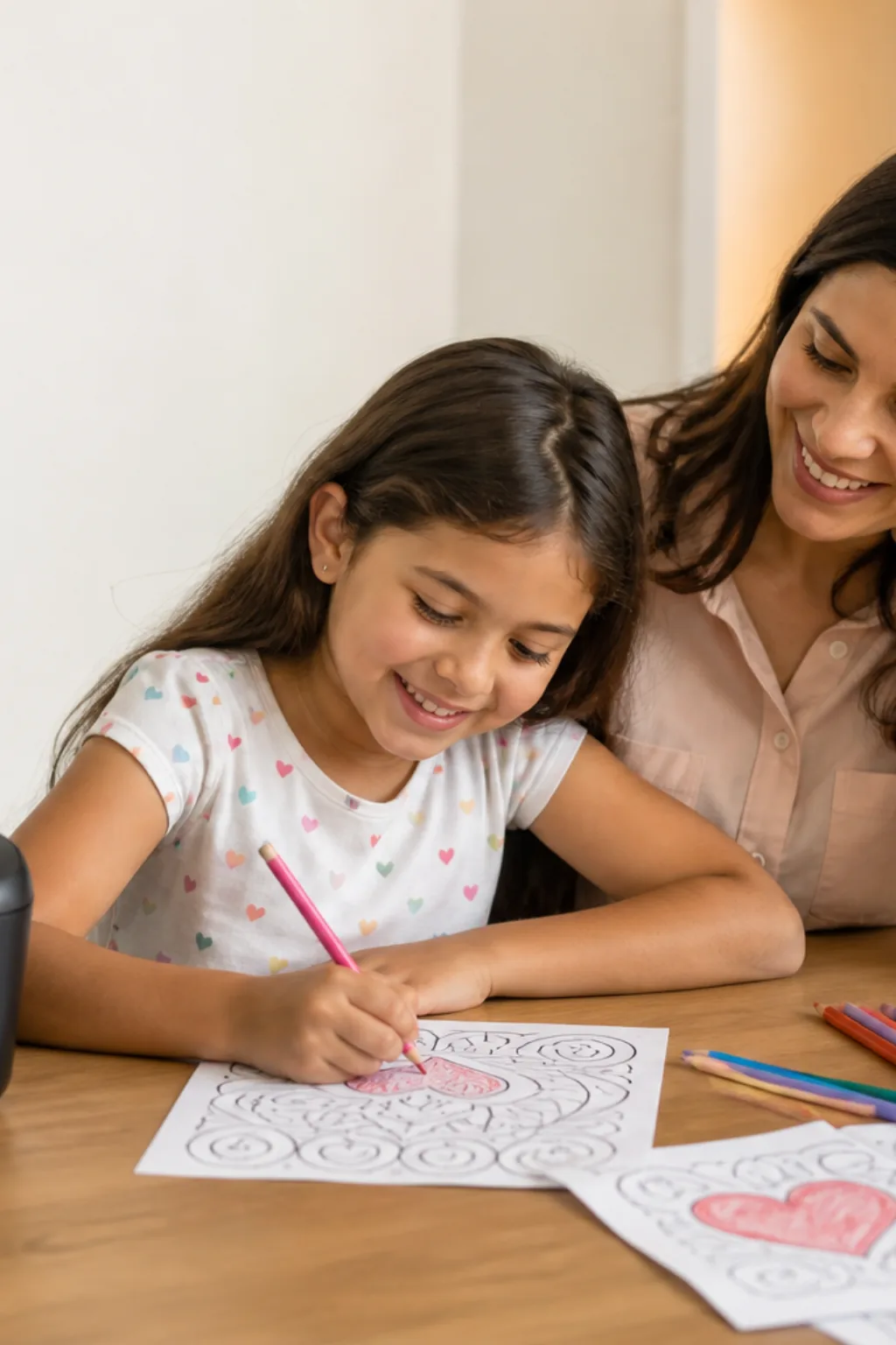 desenhos com a frase te amo, mãe para colorir no dia das mães — exemplo criado na Desenhos pra Colorir