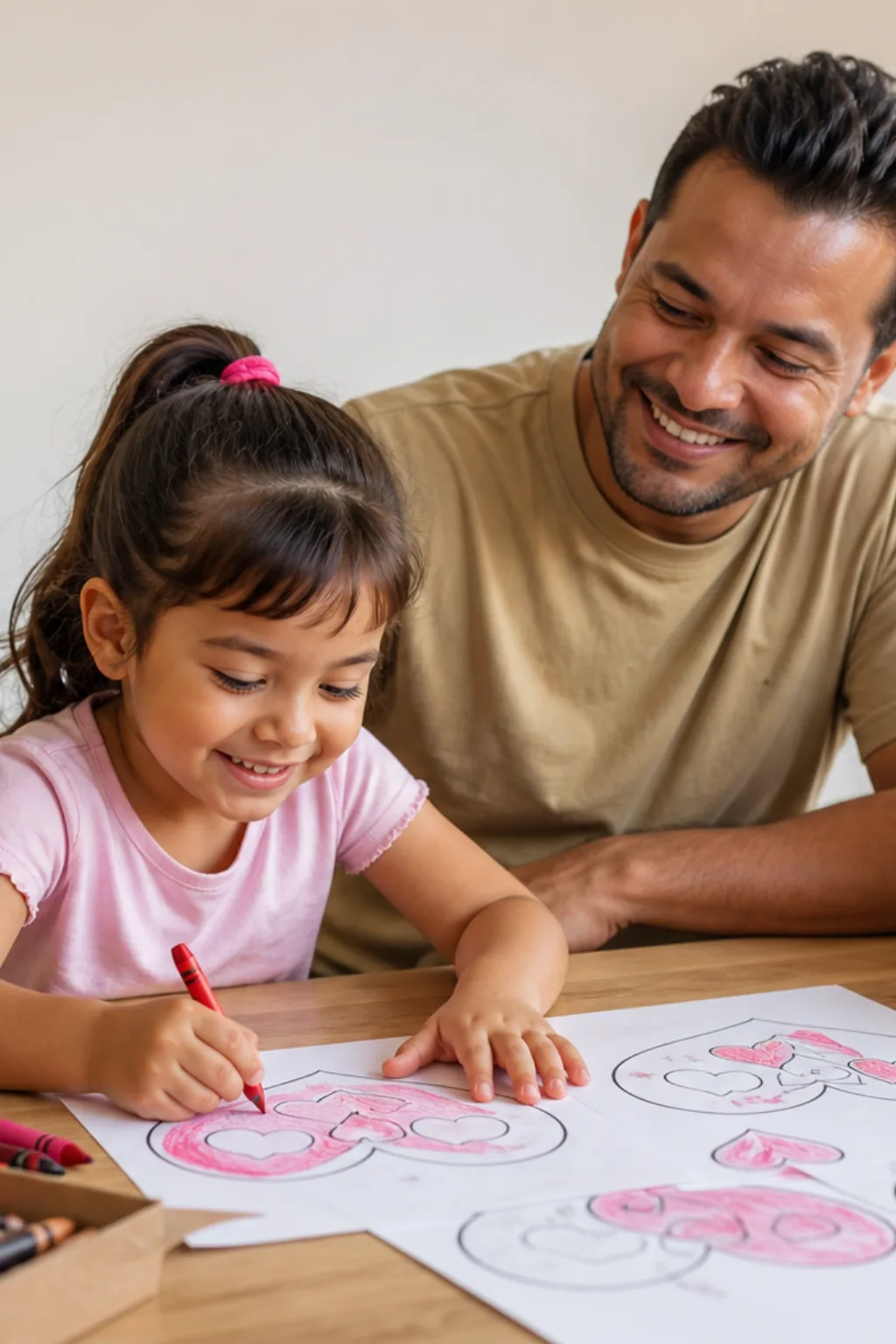 desenhos de corações para o Dia dos Pais para colorir — exemplo criado na Desenhos pra Colorir