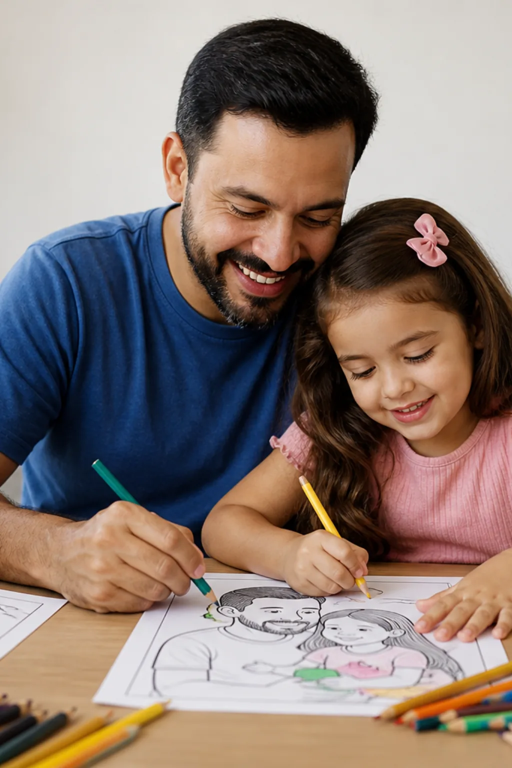 desenhos de pai e filha para colorir — exemplo criado na Desenhos pra Colorir
