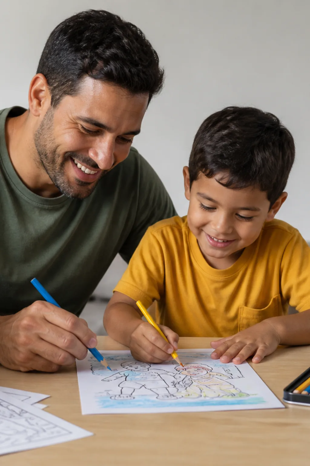 desenhos de pai e filho para colorir — exemplo criado na Desenhos pra Colorir