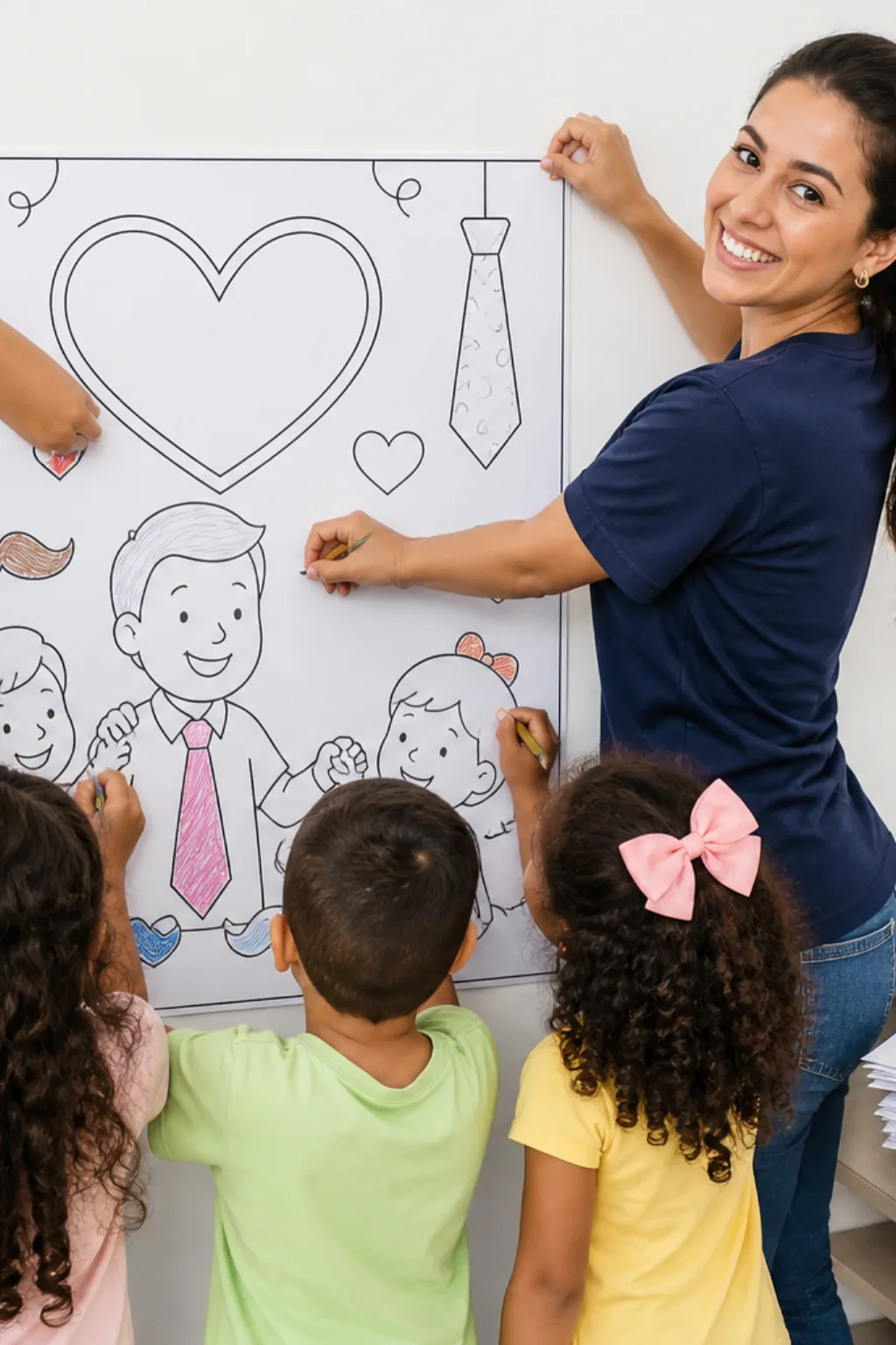 painéis do Dia dos Pais para colorir — exemplo criado na Desenhos pra Colorir