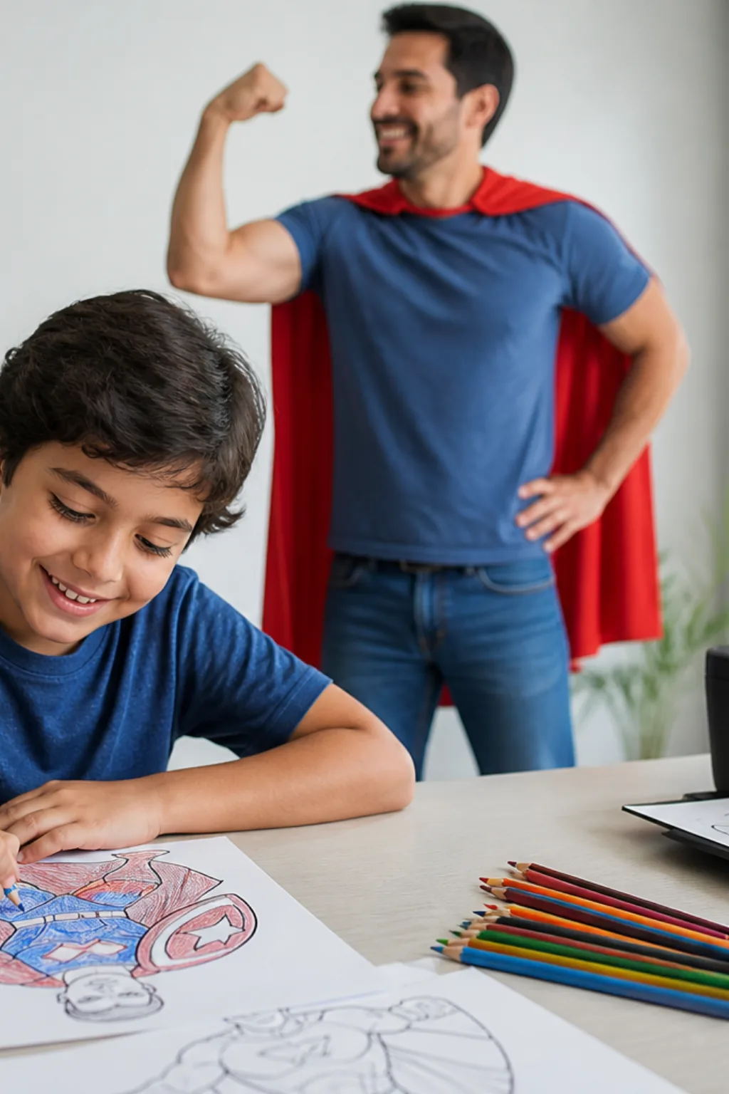desenhos de Super Pai para colorir — exemplo criado na Desenhos pra Colorir
